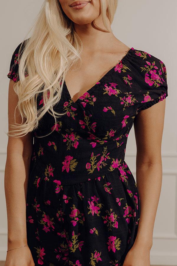Romance In The Air Floral Romper in Black Product Image