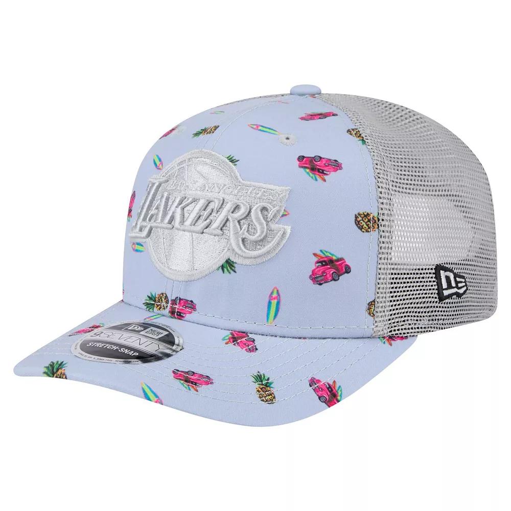 Men's New Era Light Blue/Gray Los Angeles Lakers Adventure Aloha Pattern 9SEVENTY Stretch-Snap Hat Product Image