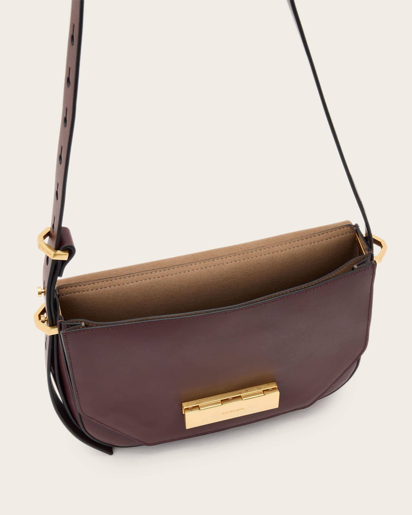 Etta Leather Satchel Bag Dark Red | ALLSAINTS US Product Image