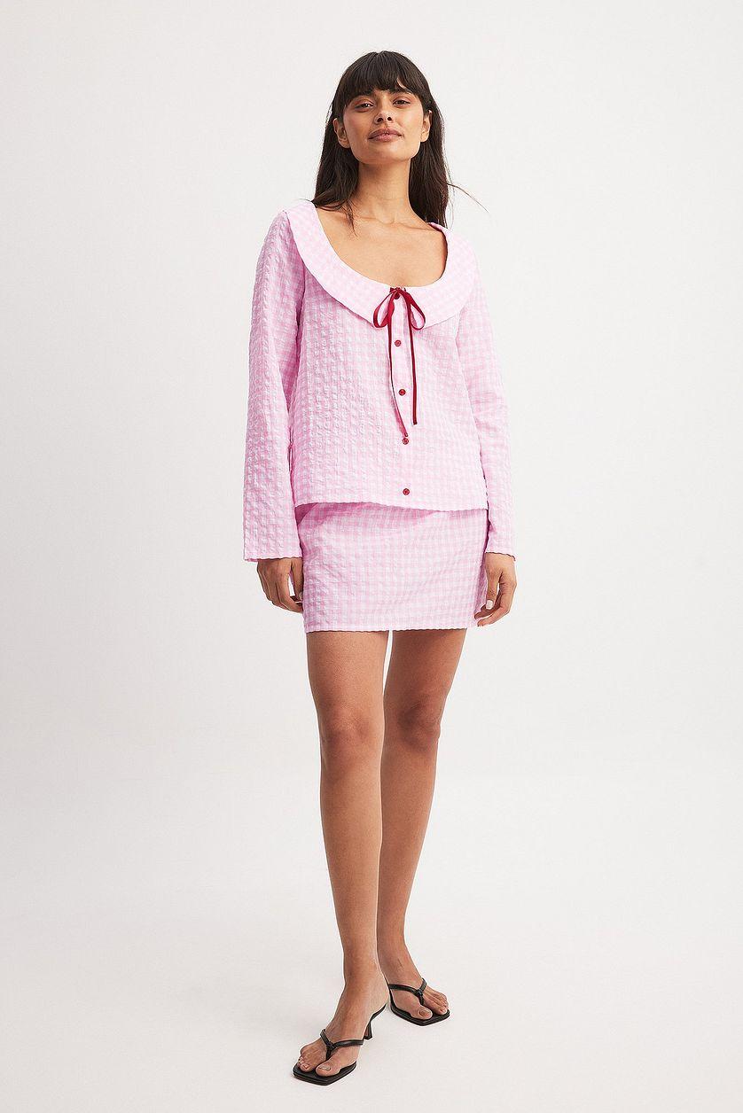 Checked Tie Front Skirt Product Image