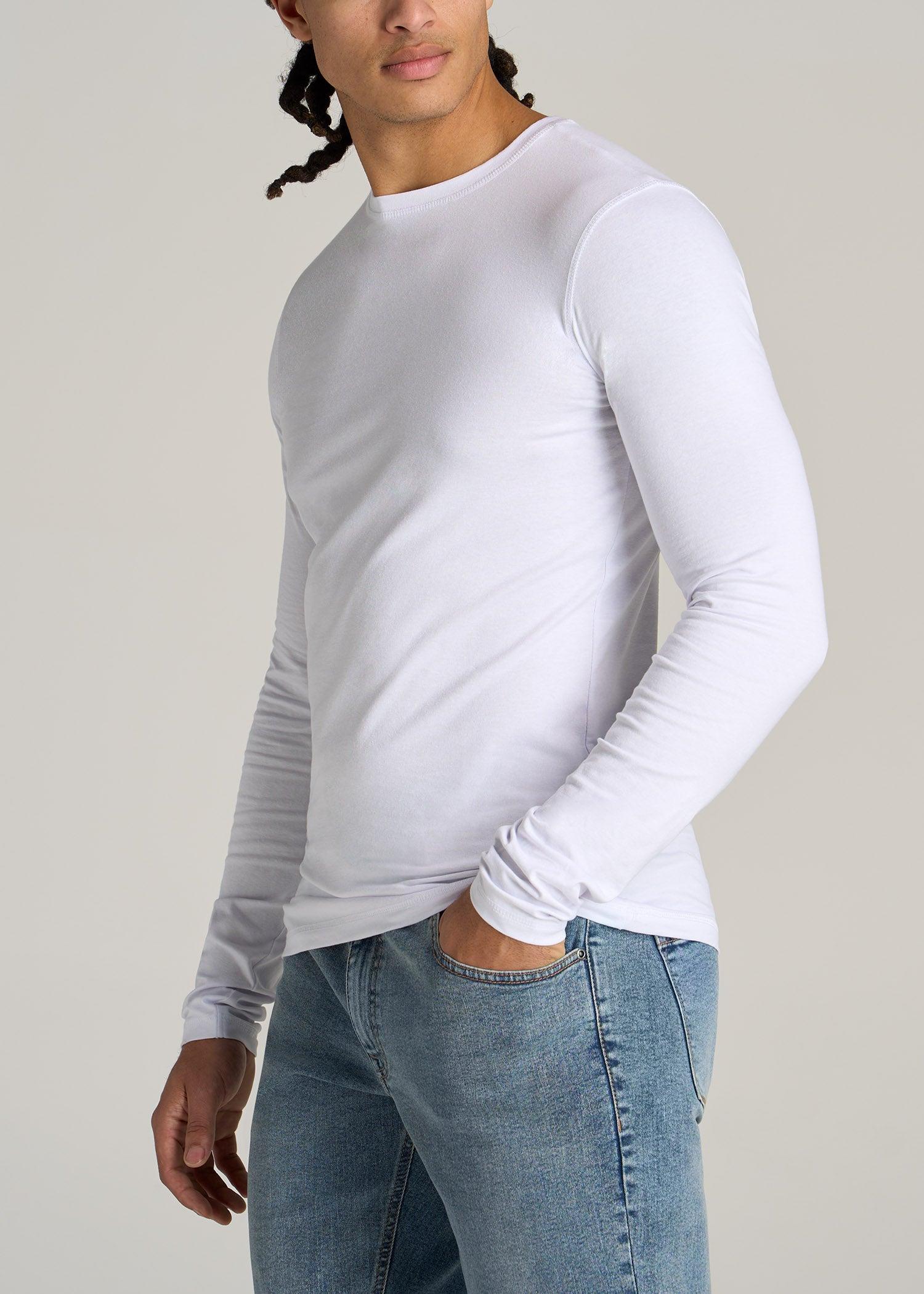 The Essential SLIM-FIT Long Sleeve Tee for Tall Men in White Male Product Image