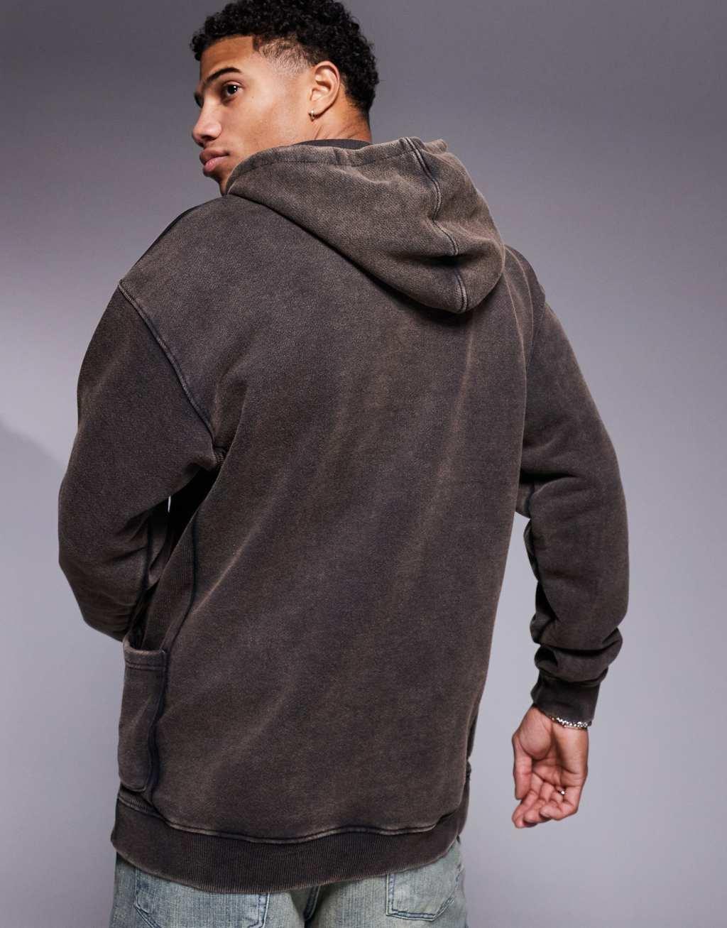 Liquor N Poker pocket detail hoodie in burgundy Product Image