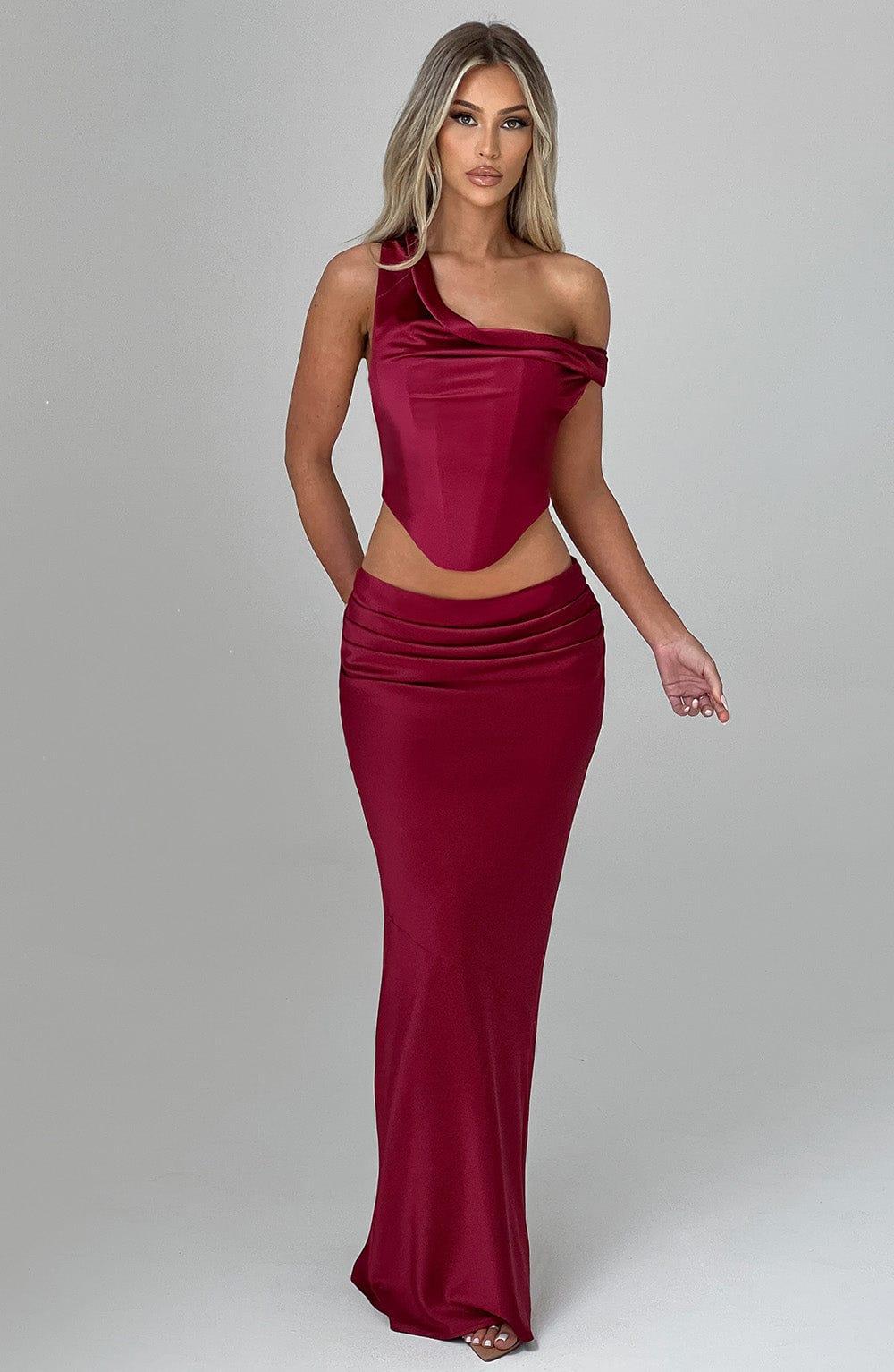 Bernadette Maxi Skirt - Burgundy Product Image