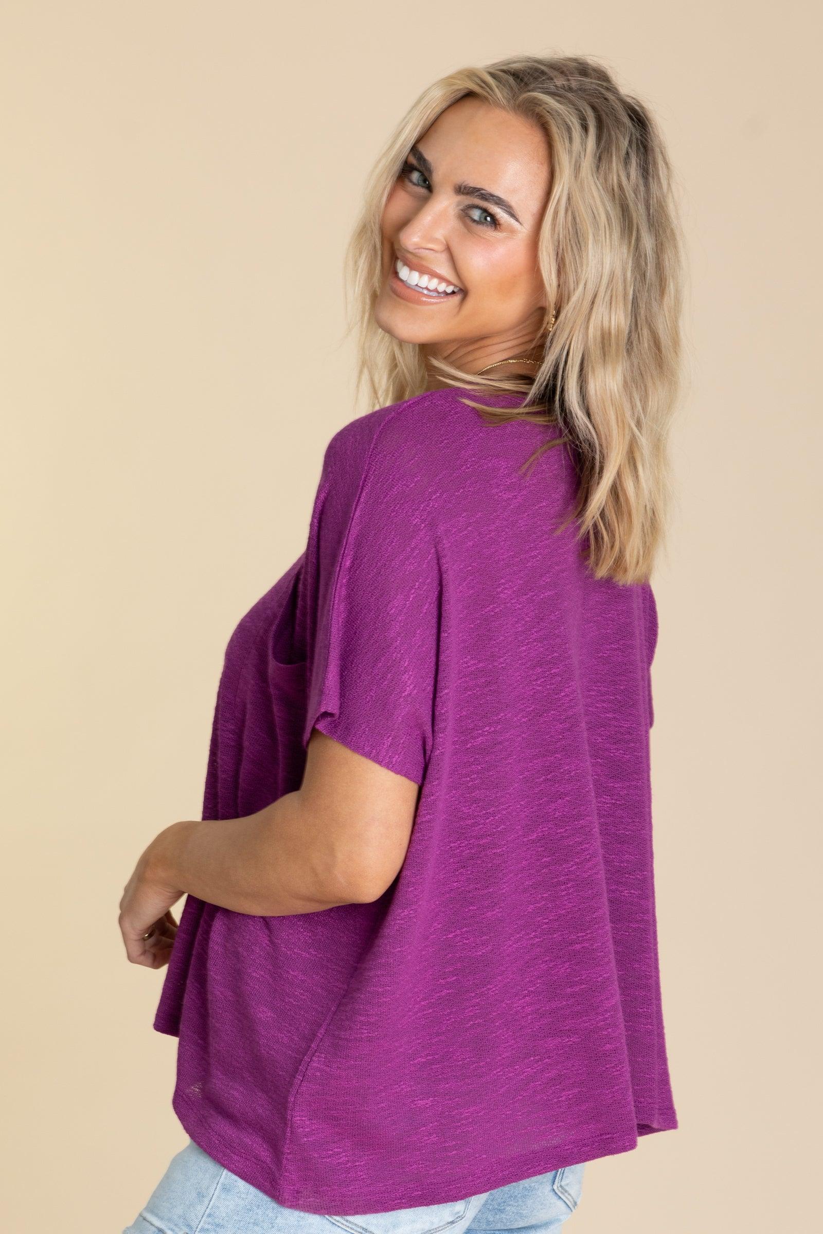 Oversized Slub Hacci Knit Top With Pocket Product Image