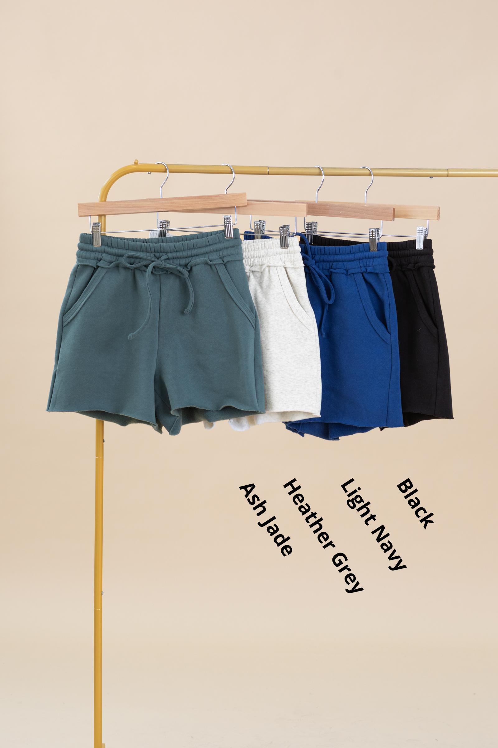 Fleece Raw Hem Drawstring Shorts Product Image