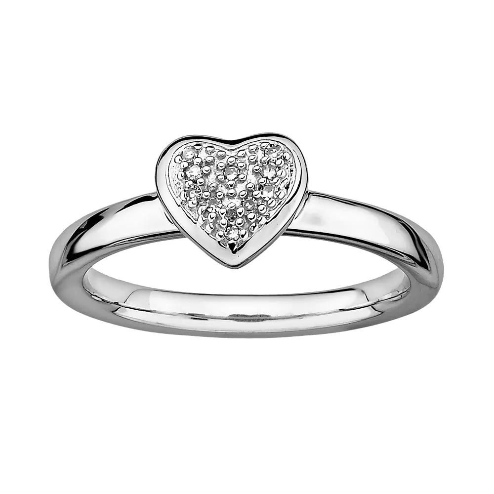 Stacks & Stones Sterling Silver Diamond Accent Heart Stack Ring, Women's, Size: 8 Product Image