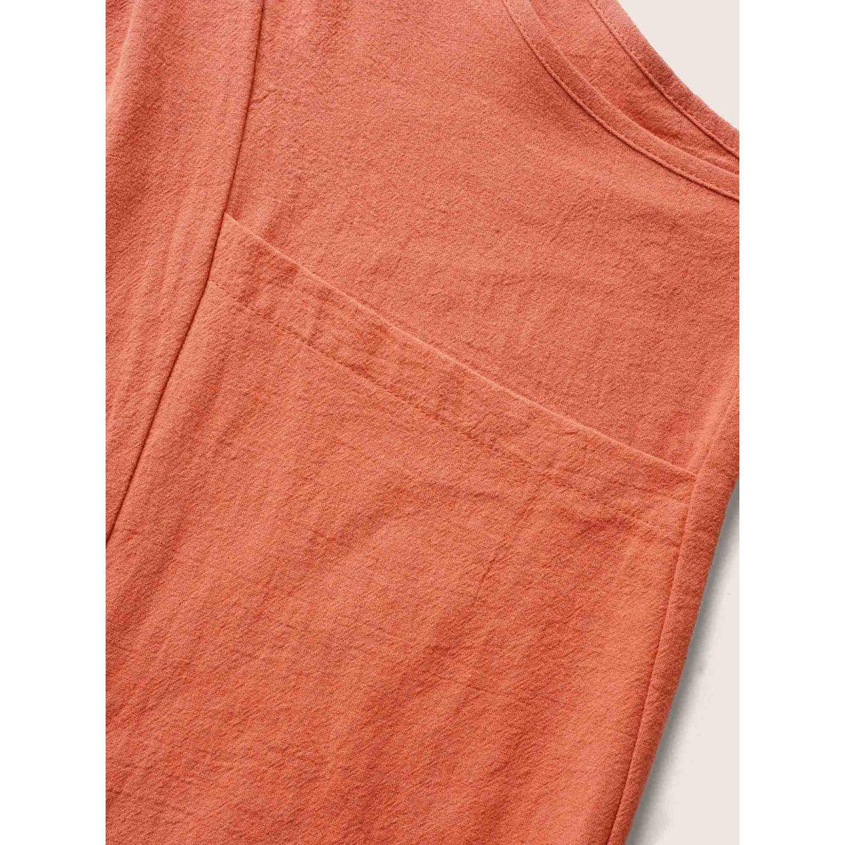 Plus Size Rust Solid Pleated Detail Pocket Knotted Shoulder Overall Jumpsuit Women Casual Sleeveless Non Everyday Loose Jumpsuits BloomChic 14-16/1X Product Image