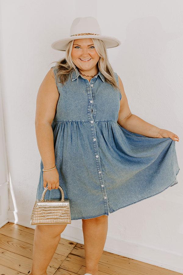 Ocean Retreat Chambray Mini Dress Curves Product Image