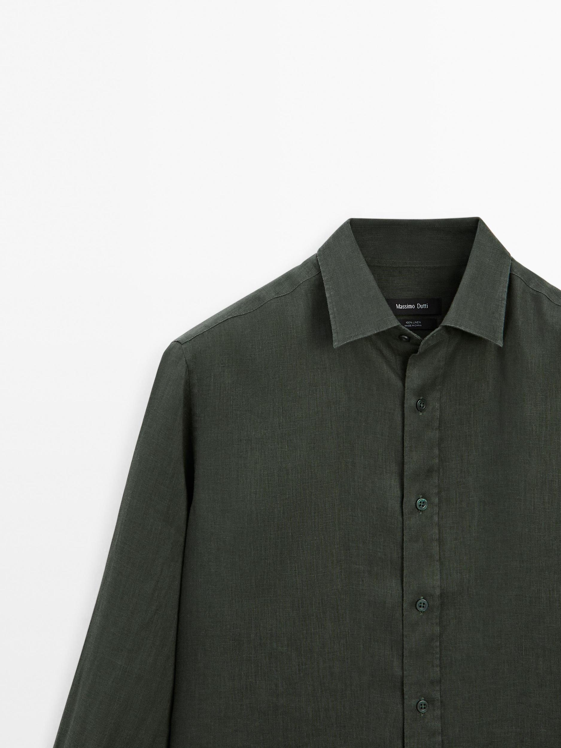 100% linen slim fit shirt Product Image