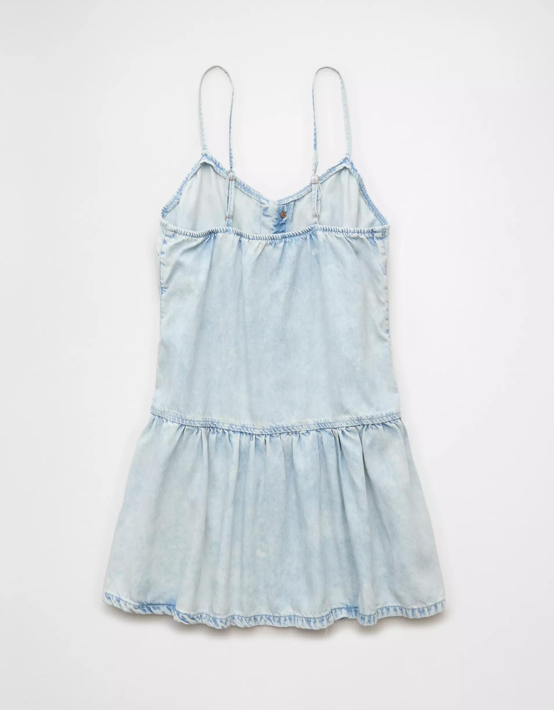 AE V-Neck Button-Up Denim Mini Dress Product Image