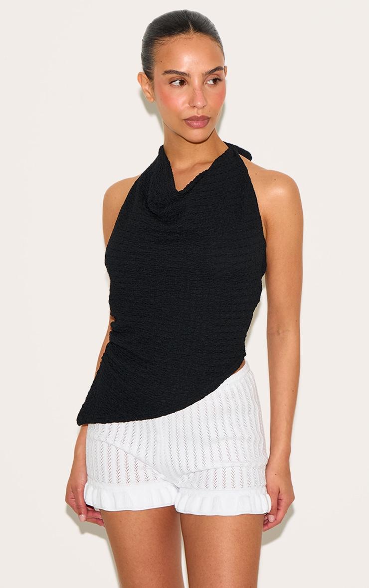 Petite White Knitted Frill Mini Shorts Product Image