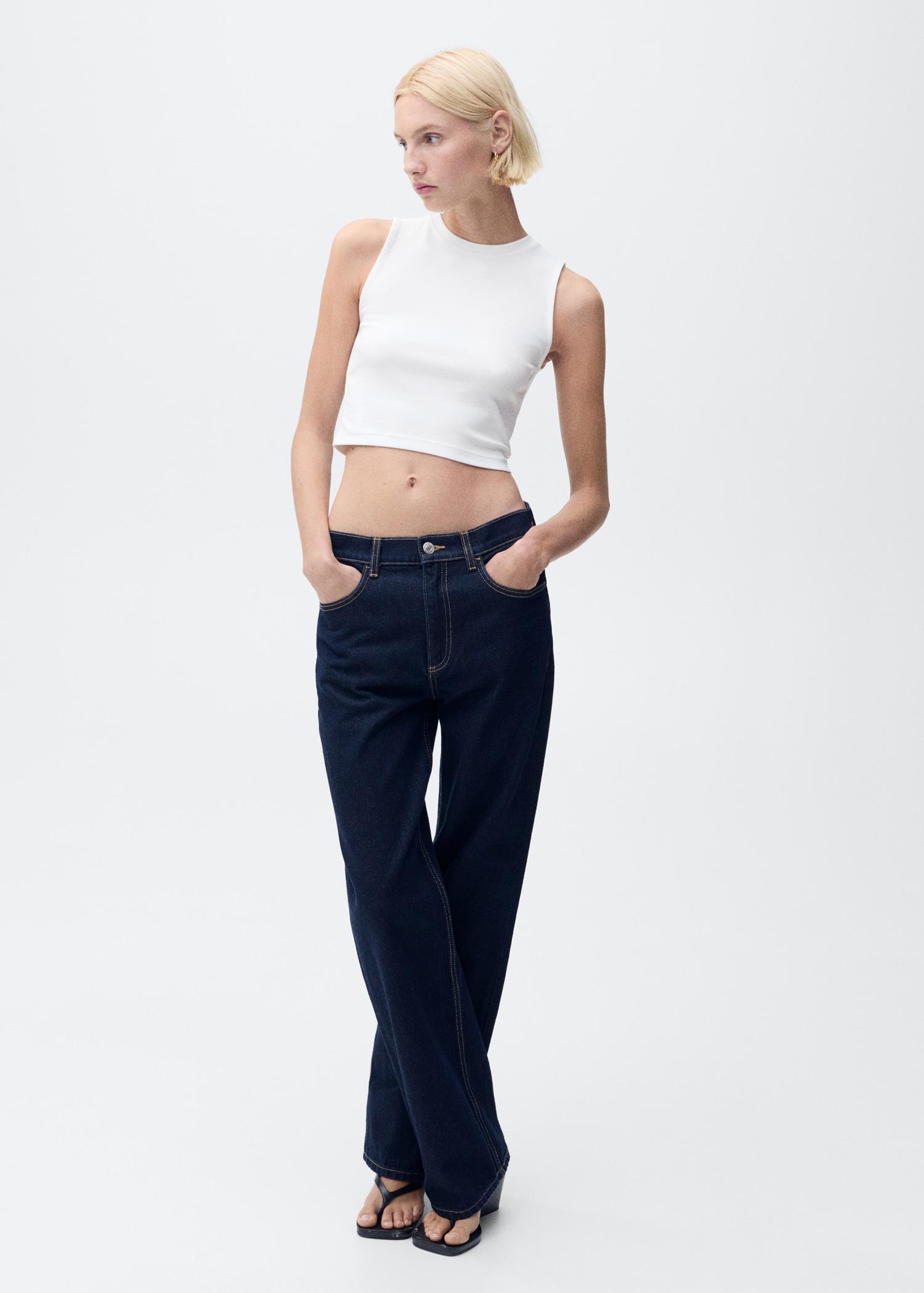 Cotton sleeveless cropped top - Women | MANGO USA Product Image