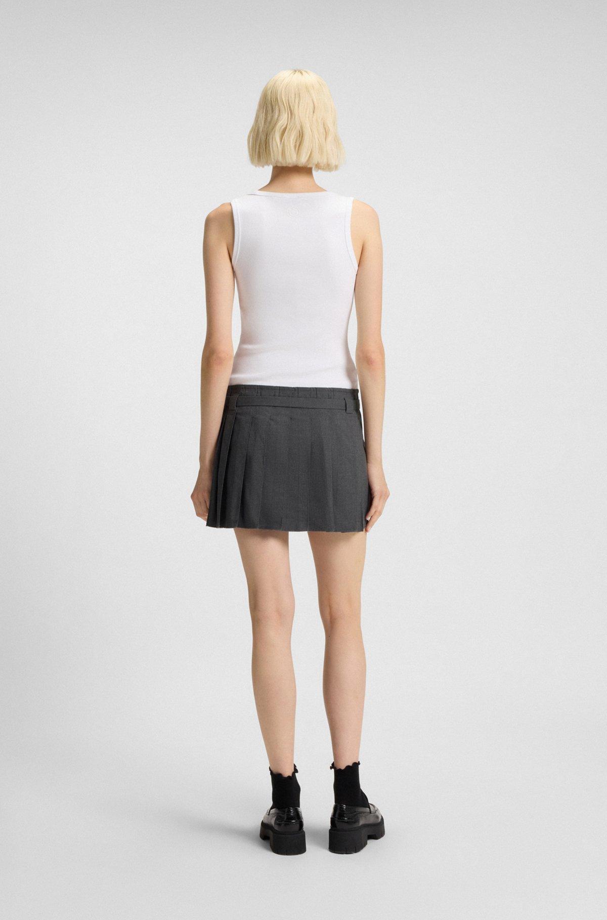 Ribbed tank dress with pleated skirt Product Image