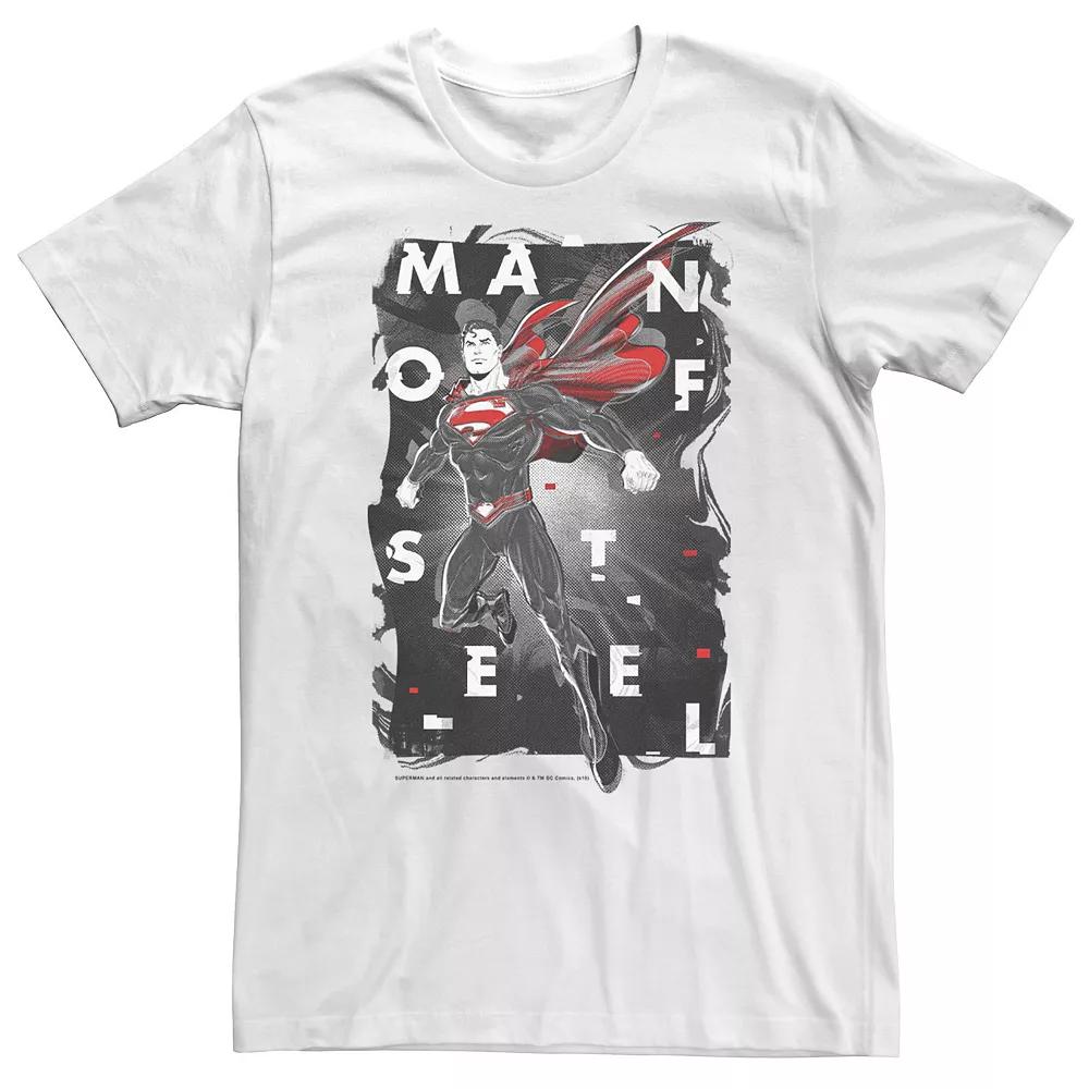 Big & Tall DC Comics Superman Man Of Steel Glitch Poster Tee, Men's, Size: 5XL, White Product Image