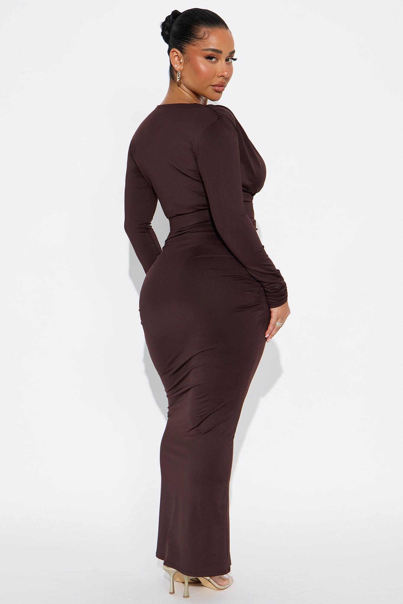 Ashley Belted Maxi Dress - Chocolate Female Product Image