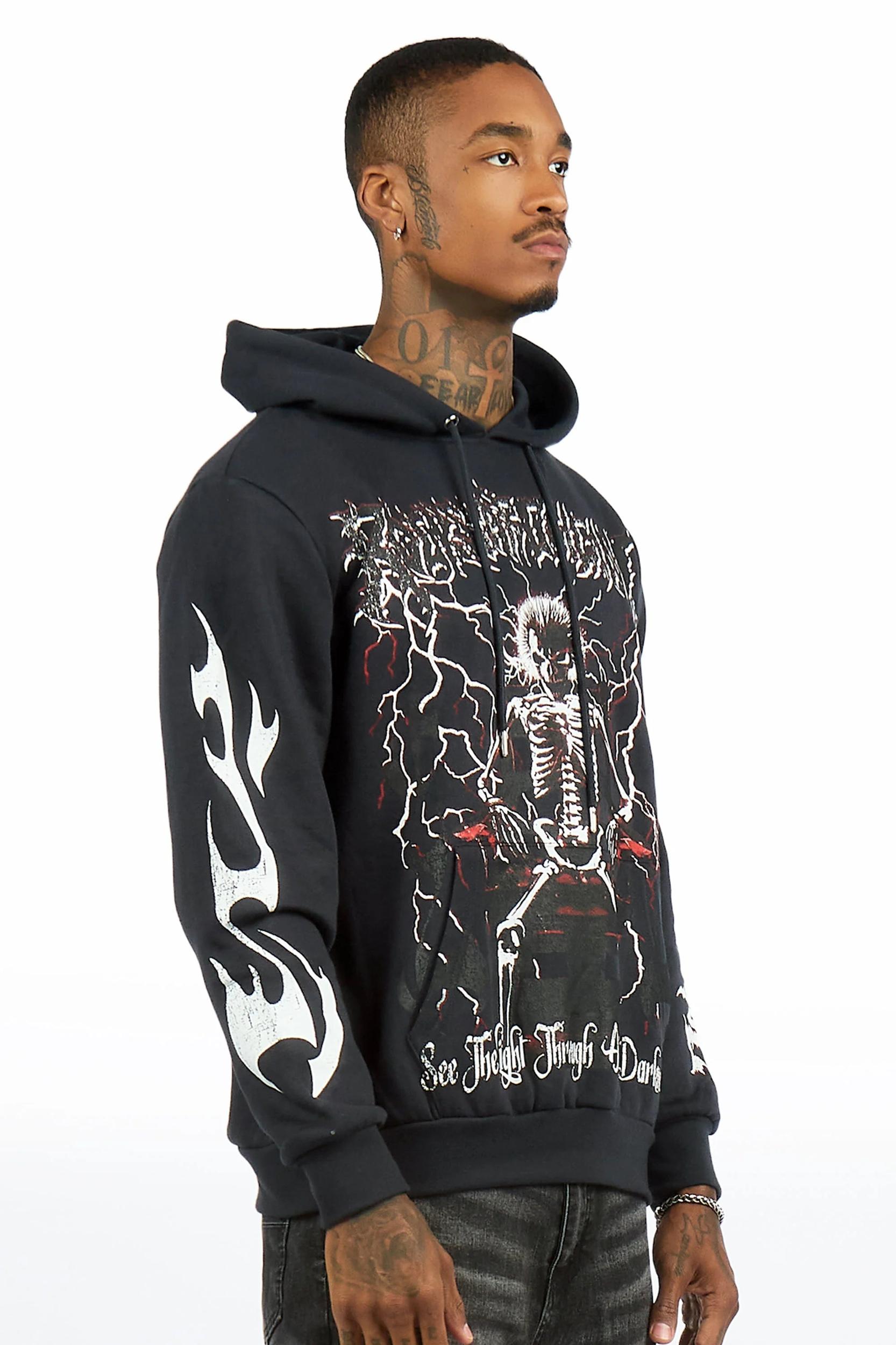 Deathrow Navy Graphic Hoodie Male Product Image