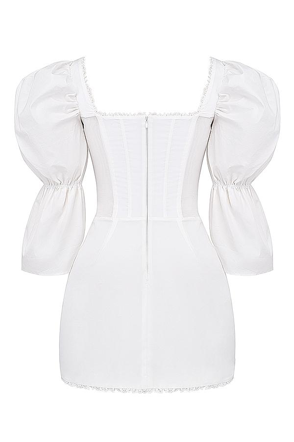Matilda  white puff sleeve corset dress Product Image