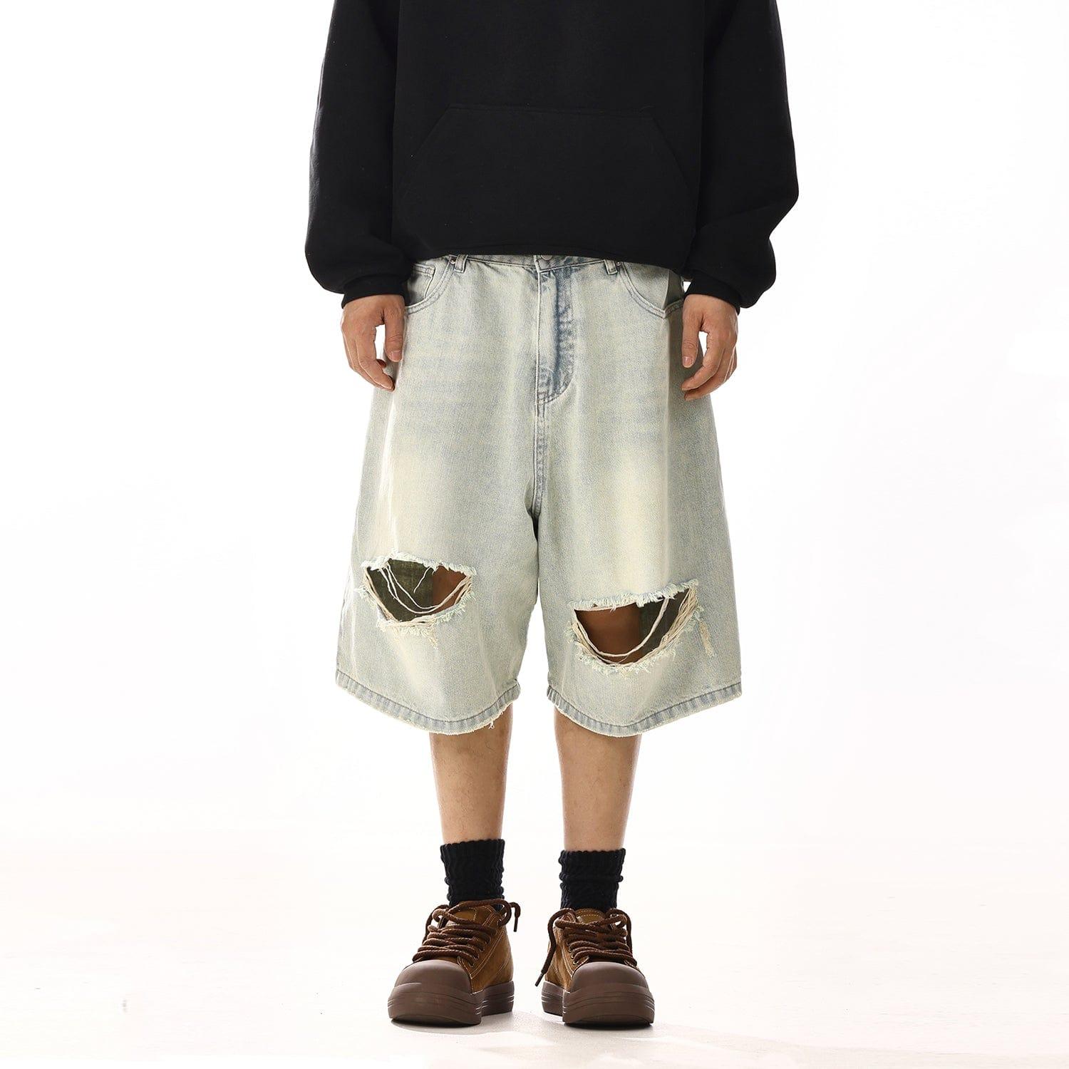 RT No. 13000 LIGHT BLUE RIPPED SHORTS Product Image