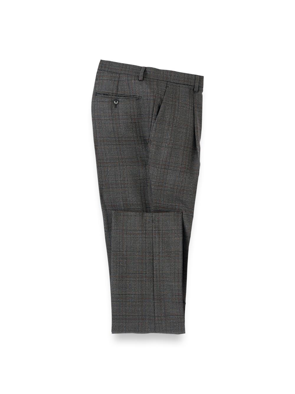 Wool Plaid Double Breasted Peak Lapel Suit - Charcoal Product Image