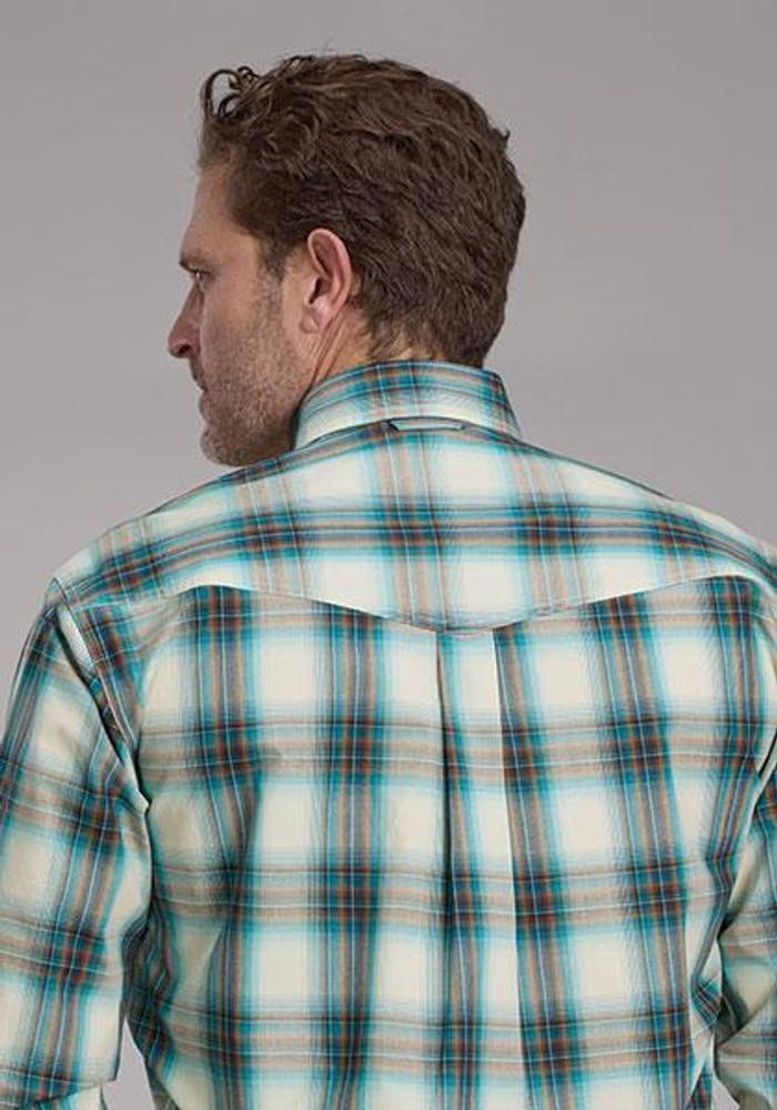 SALE Roper® Men's L/S Taos Turquoise Ombre Plaid Button Shirt Product Image