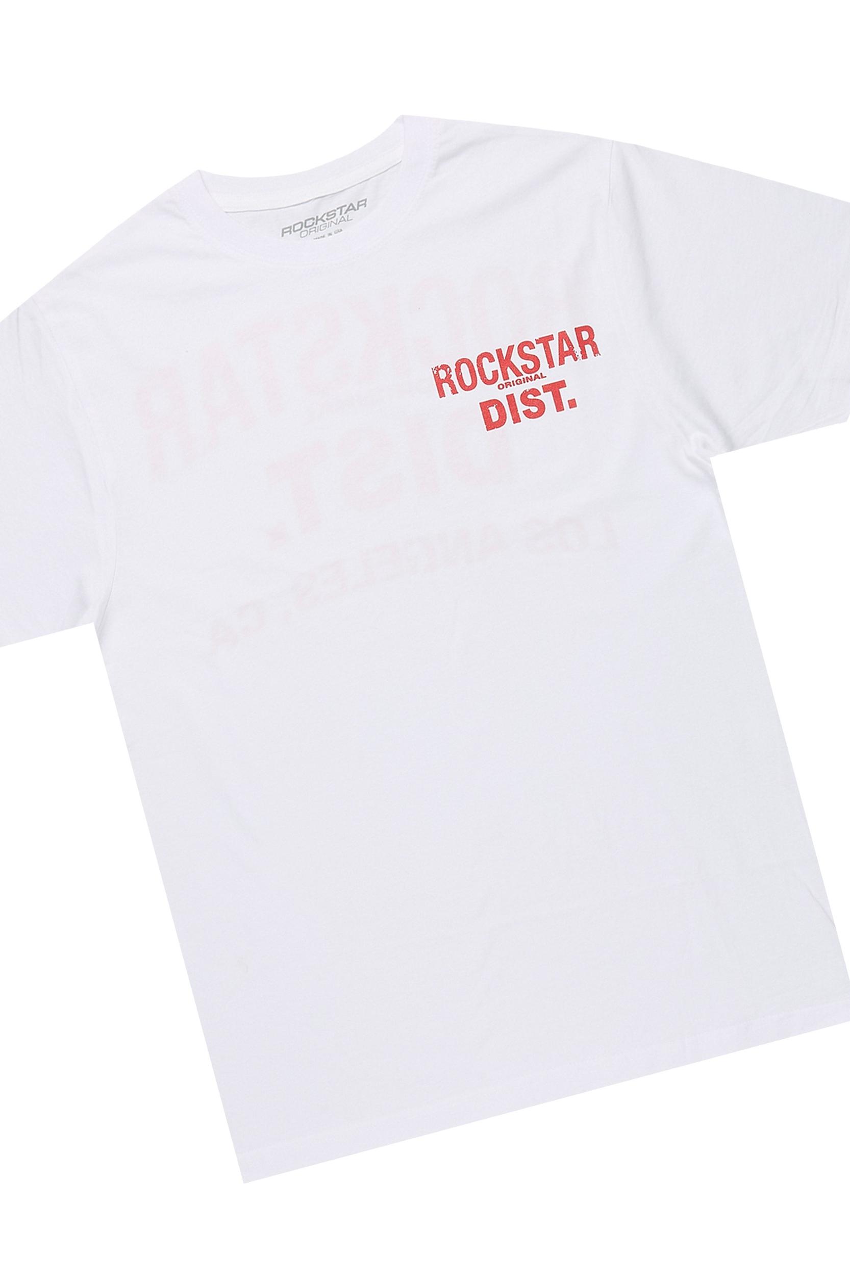 Sley White/Red T-Shirt/Stacked Flare Jean Set Male Product Image