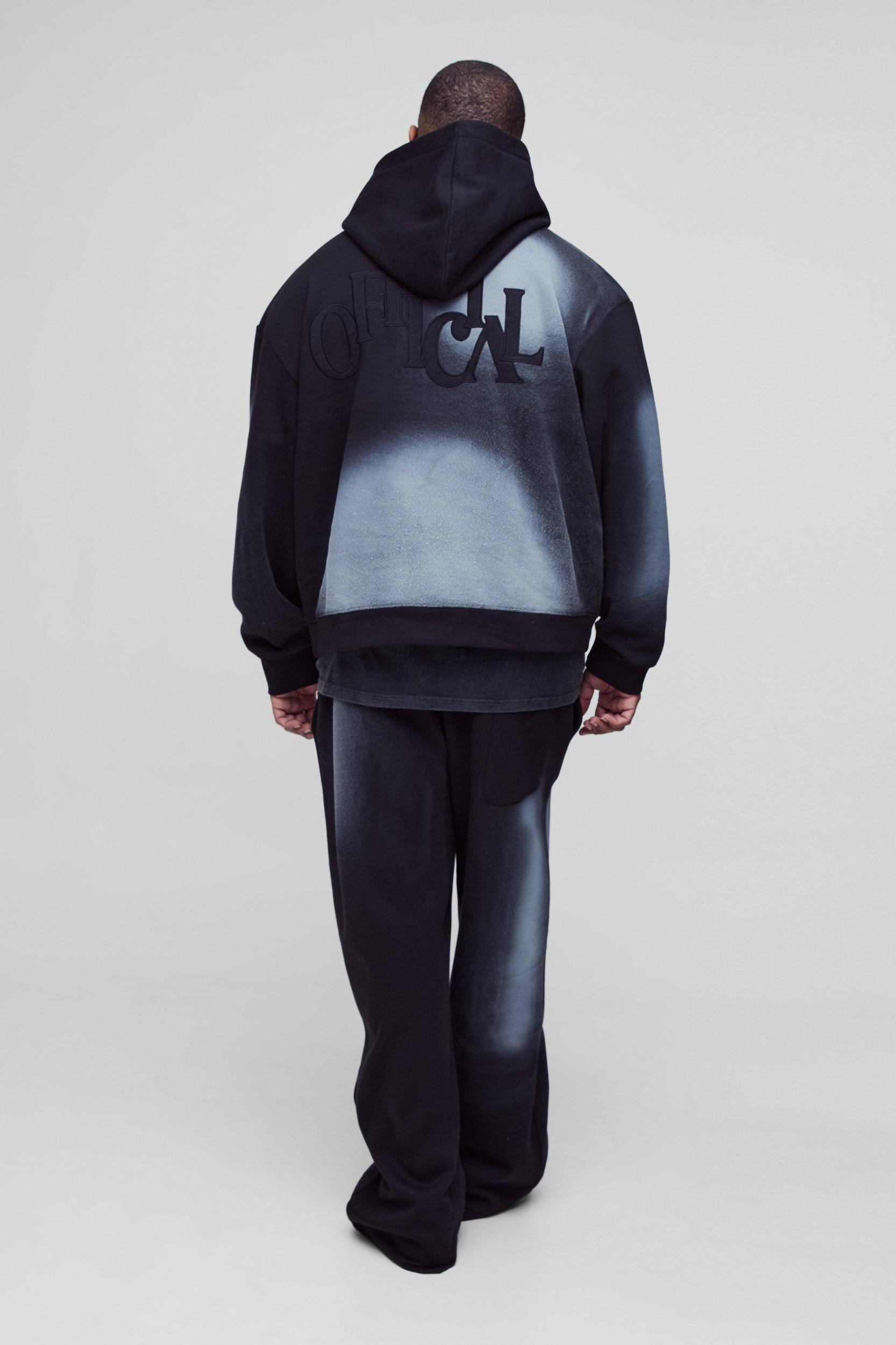 Plus Relaxed Distressed Applique Spray Wash Sweatpants | boohooMAN USA Product Image