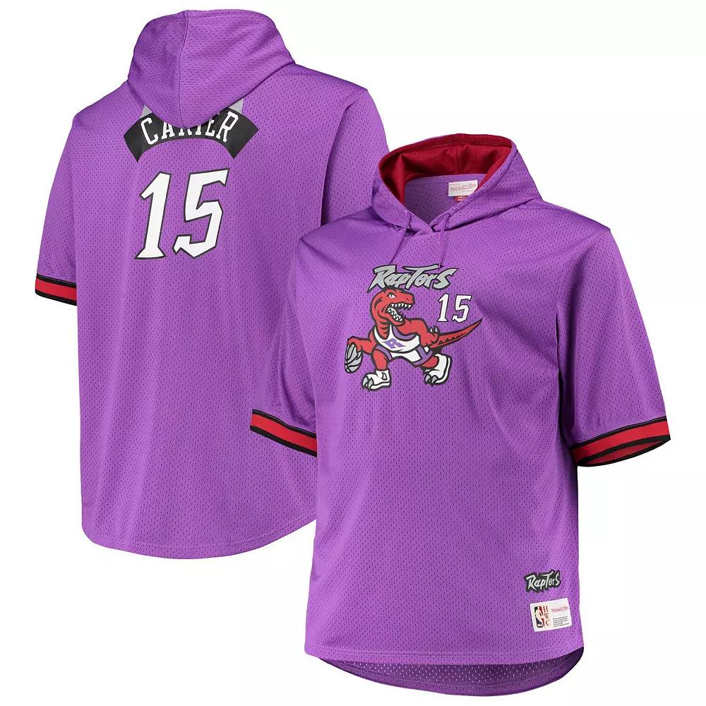 Men's Mitchell & Ness Vince Carter Purple/Red Toronto Raptors Big & Tall Name & Number Short Sleeve Hoodie, Size: 2XLT, Rpt Purple Product Image
