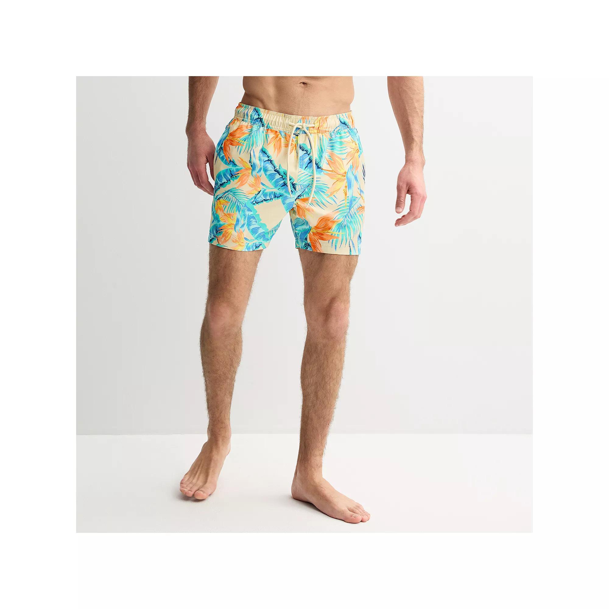 Men's Trinity Coast 5" Swim Trunks, Size: Large 5 INCH, Natural Flower Product Image