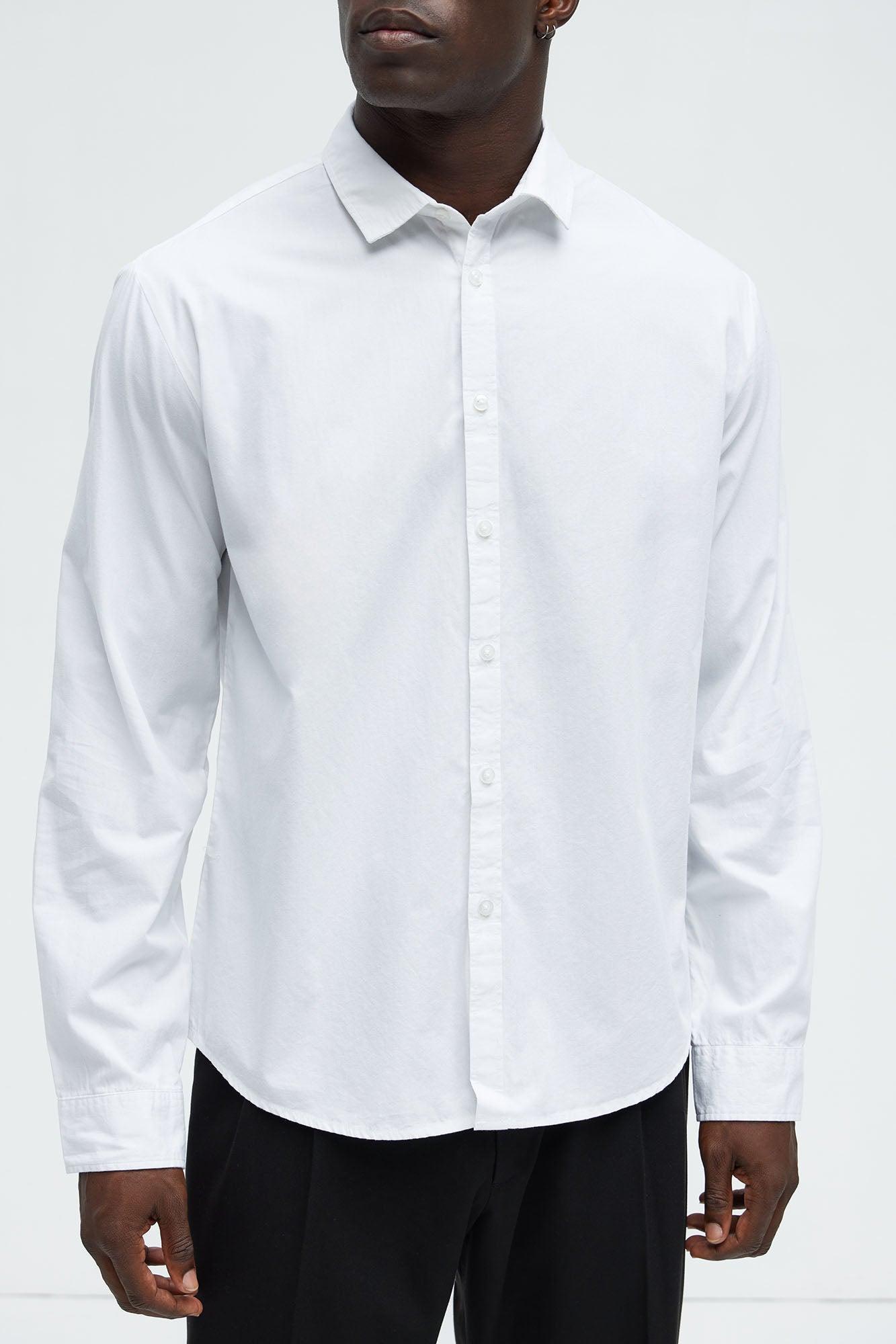 Ryland Cotton Long Sleeve Button Up Shirt - White Product Image