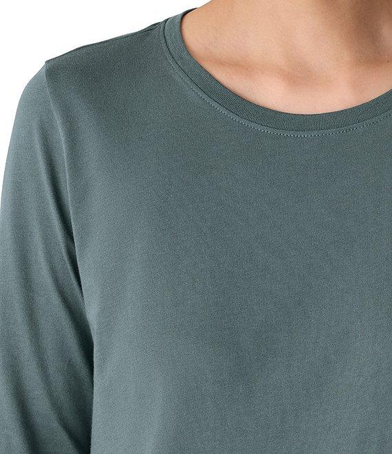 Eileen Fisher Organic Cotton Jersey Knit Round Neck 3/4 Sleeve Tee Product Image