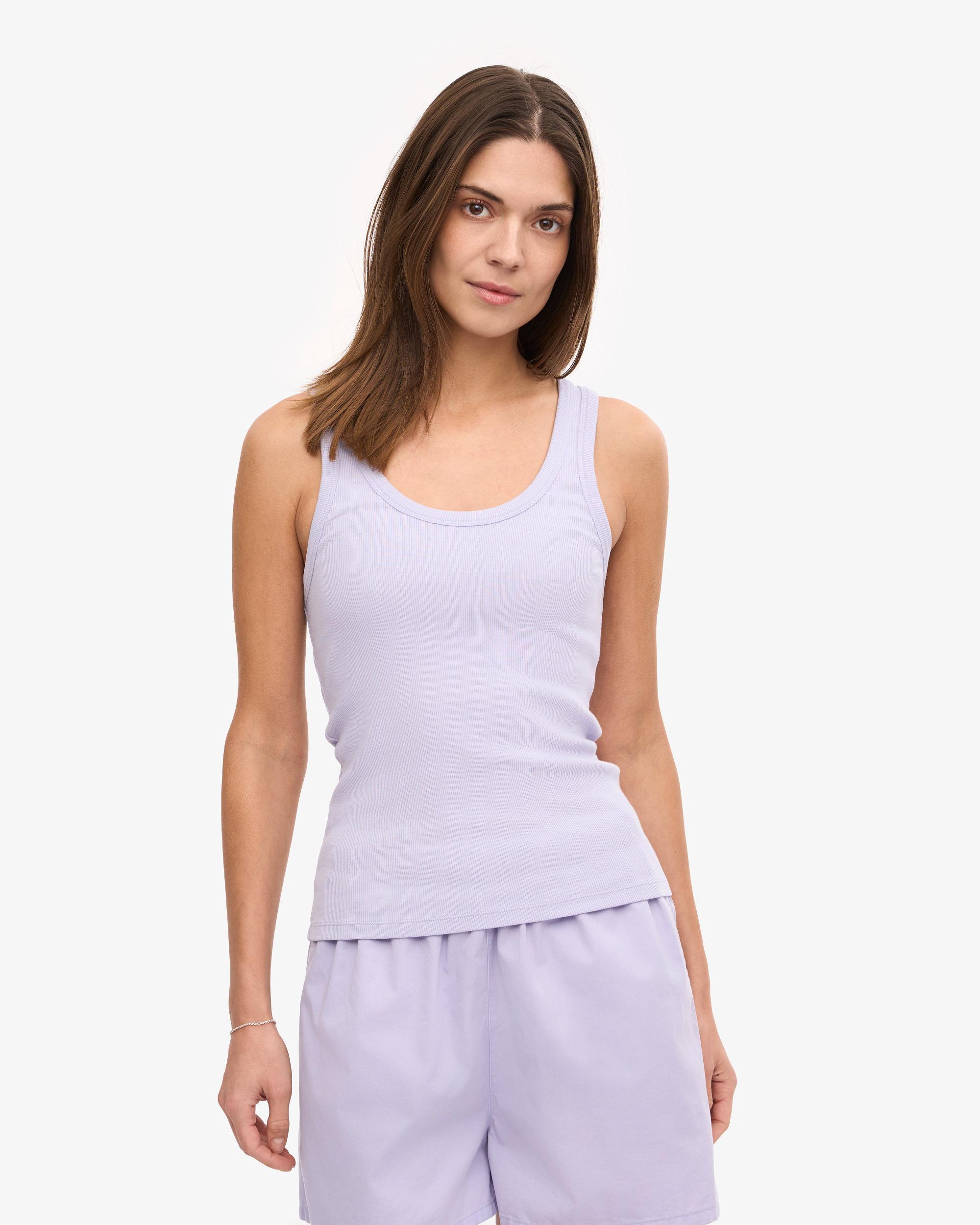 Women Organic Rib Tank Top - Soft Lavender Product Image