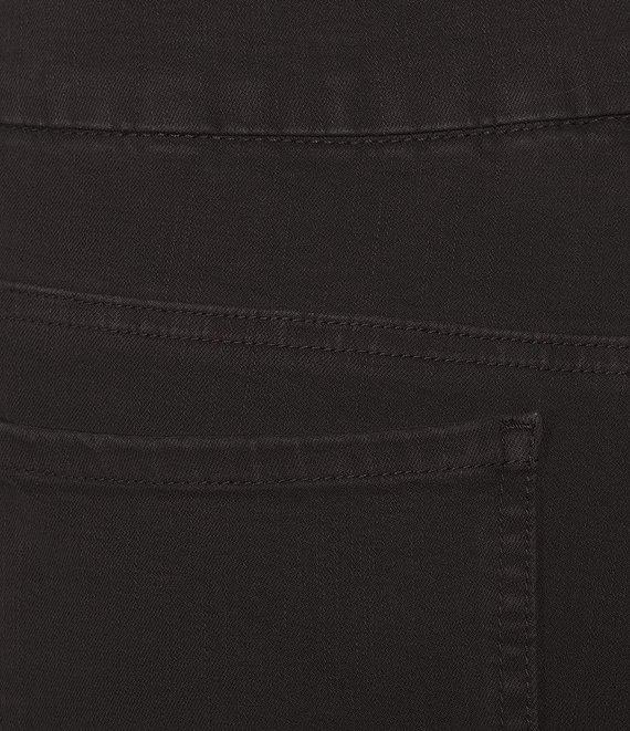 Multiples Solid Garment Dyed Straight Leg Fringe Hem Pull-On Ankle Pants Product Image