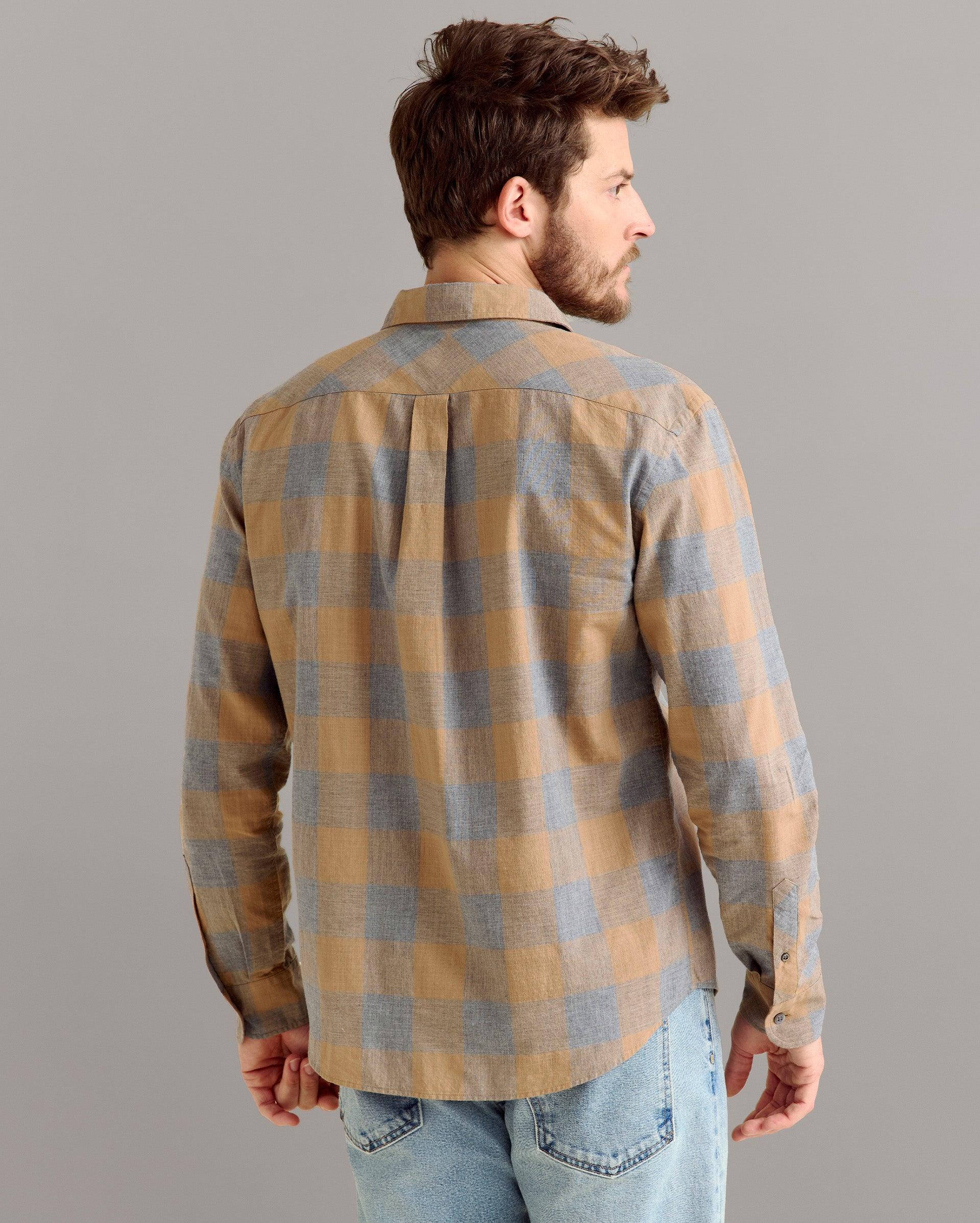 Large Scale Melange Gingham Pickwick Shirt -  Product Image