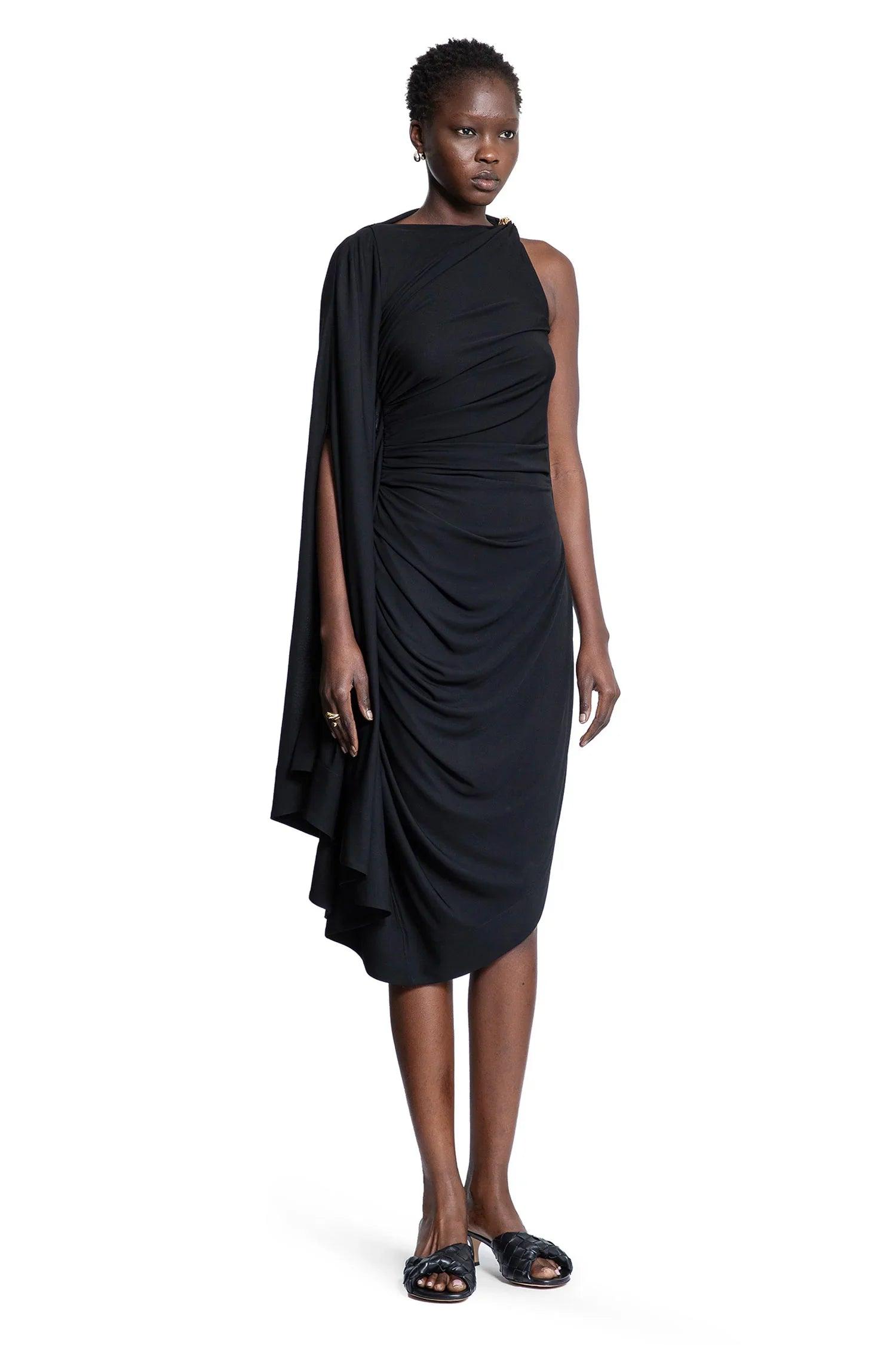 BOTTEGA VENETA Draped Dress In Black Product Image