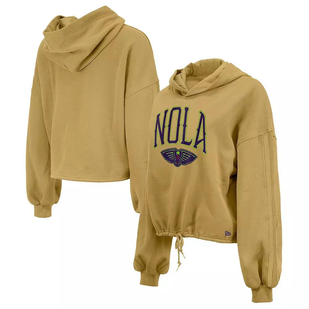 Women's New Era Tan New Orleans Pelicans 2024/25 City Edition Cropped Pullover Hoodie, Size: XS, Team Product Image