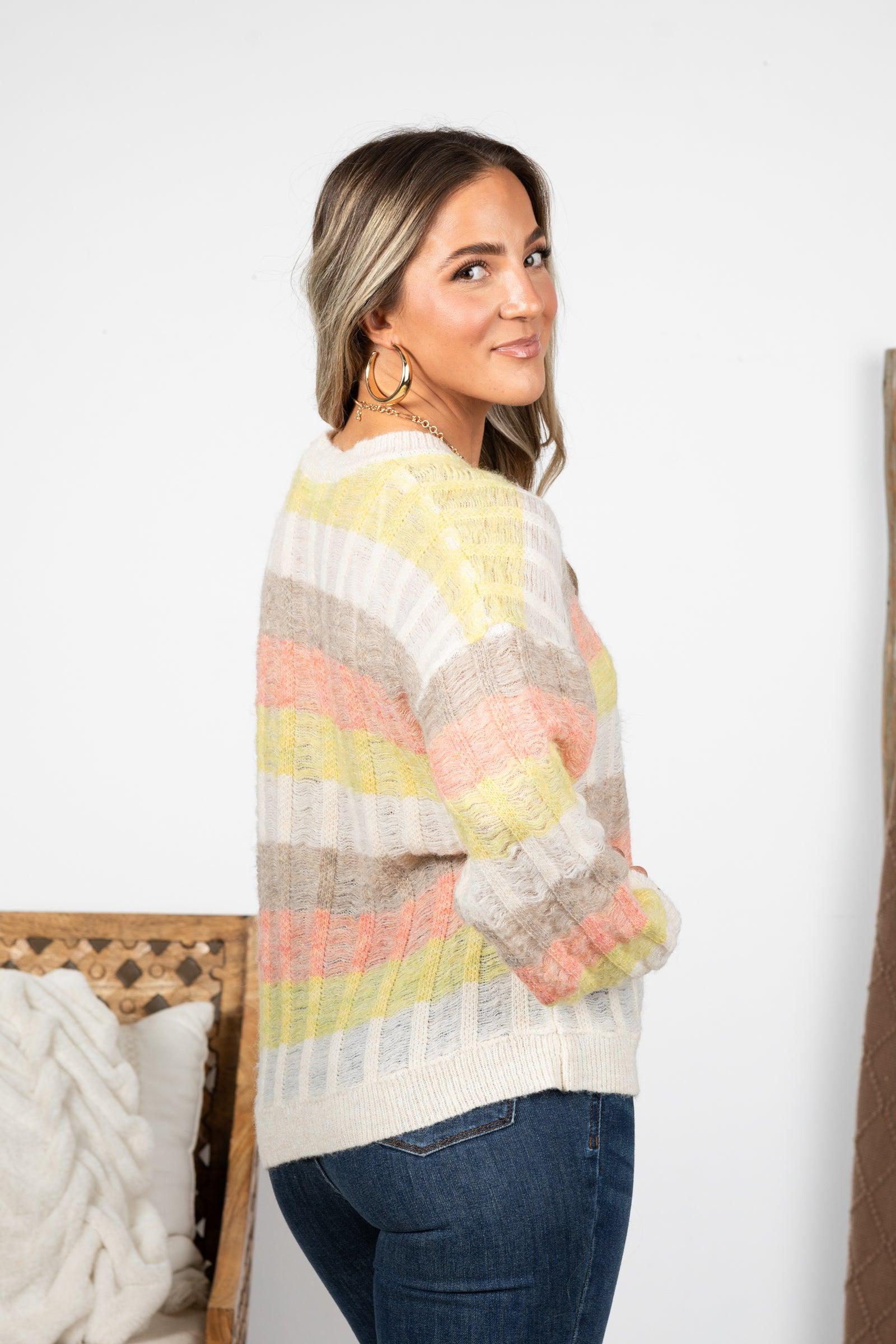 Multicolor Stripe Oversized Sweaters Product Image