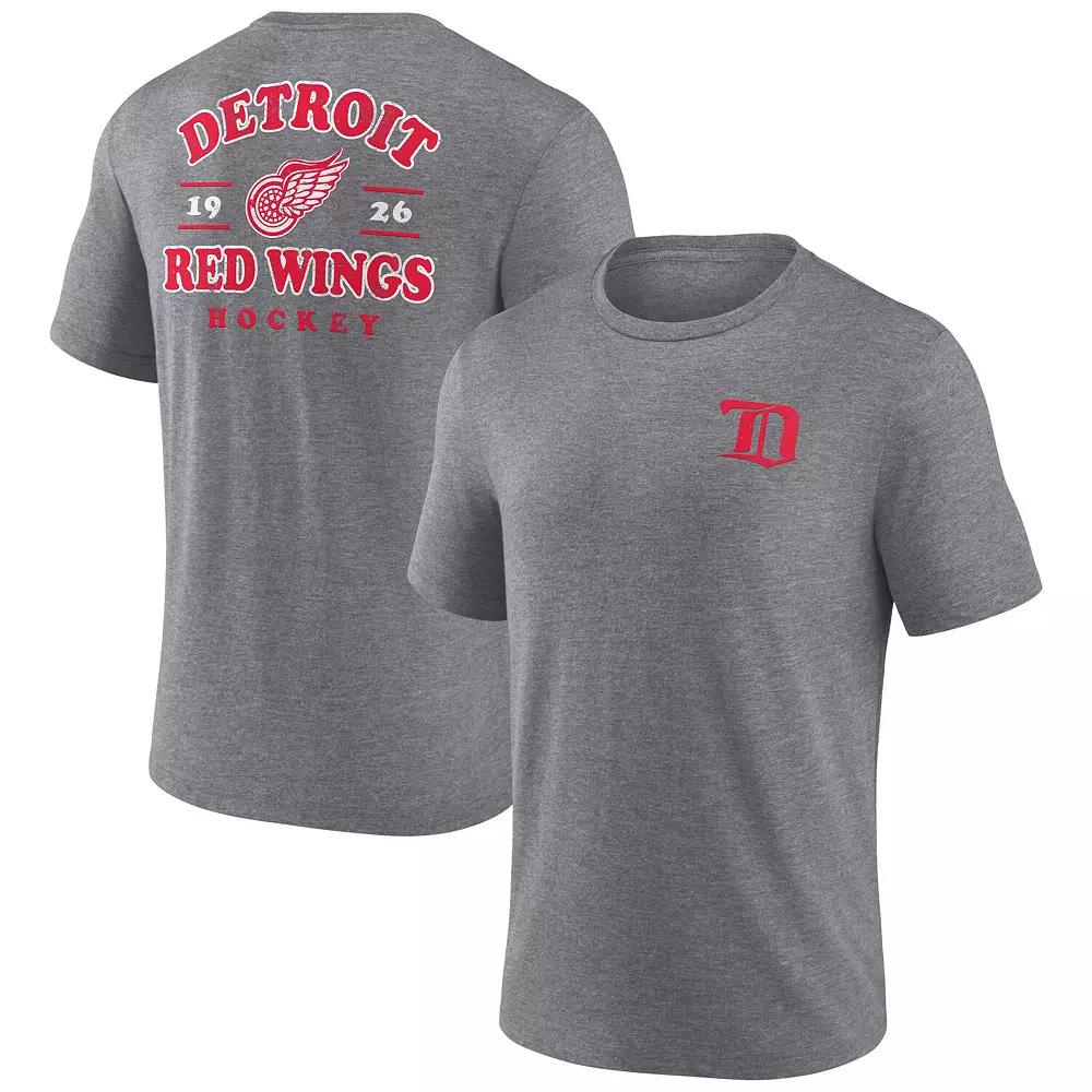 Men's Fanatics Heather Gray Detroit Red Wings Winger Tri-Blend T-Shirt,  Product Image