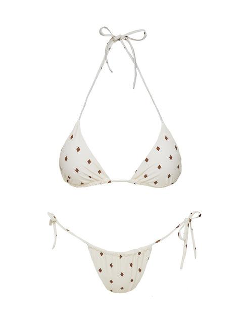 Jenner Tie Side Ruched Bikini Bottom White Diamond Product Image