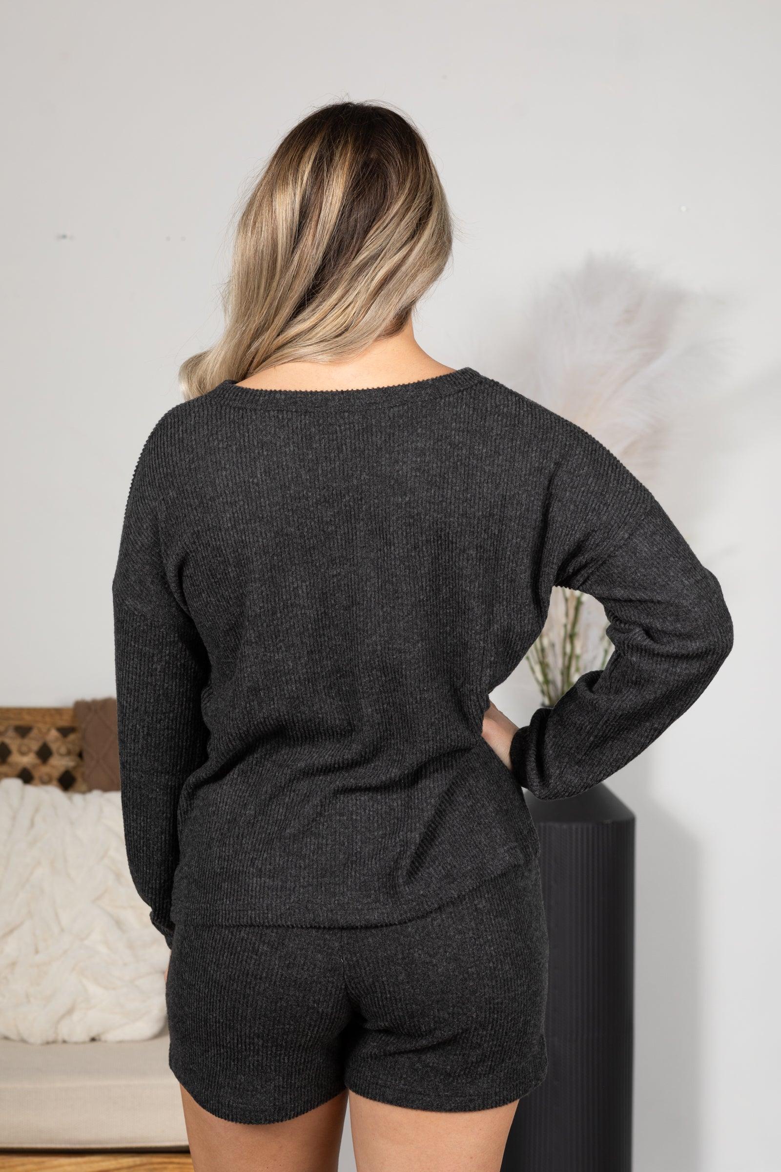 Brushed Ribbed Hacci Tee and Shorts Set Product Image