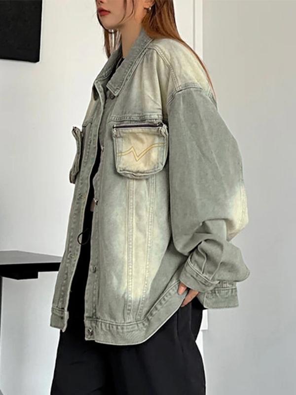 Washed Distressed Detachable Pocket Jacket Product Image