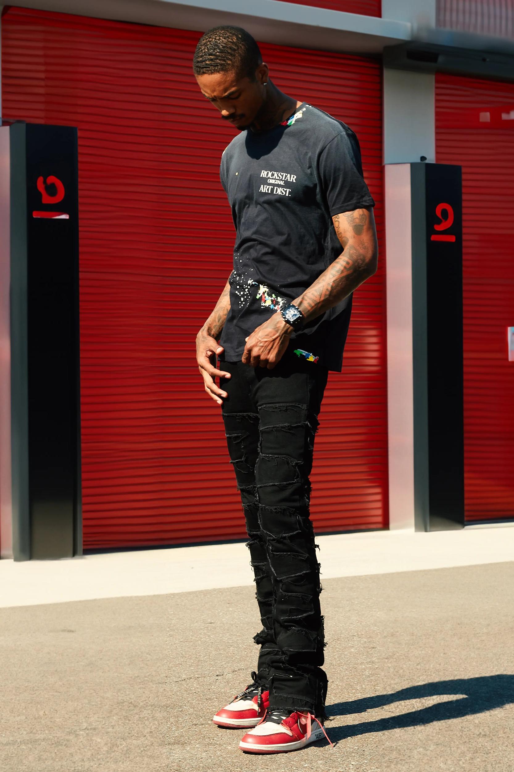Shake Black Stacked Flare Jean Male Product Image