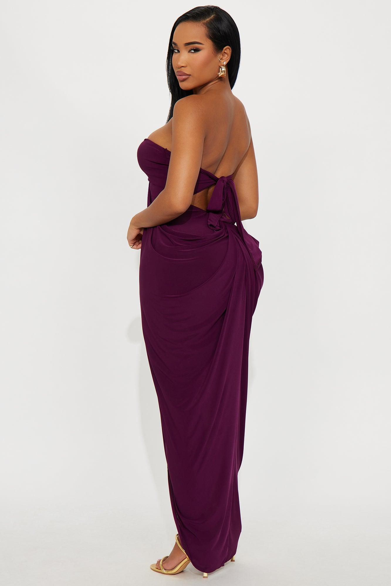 Wine And Dine Draped Maxi Dress - Plum Female Product Image