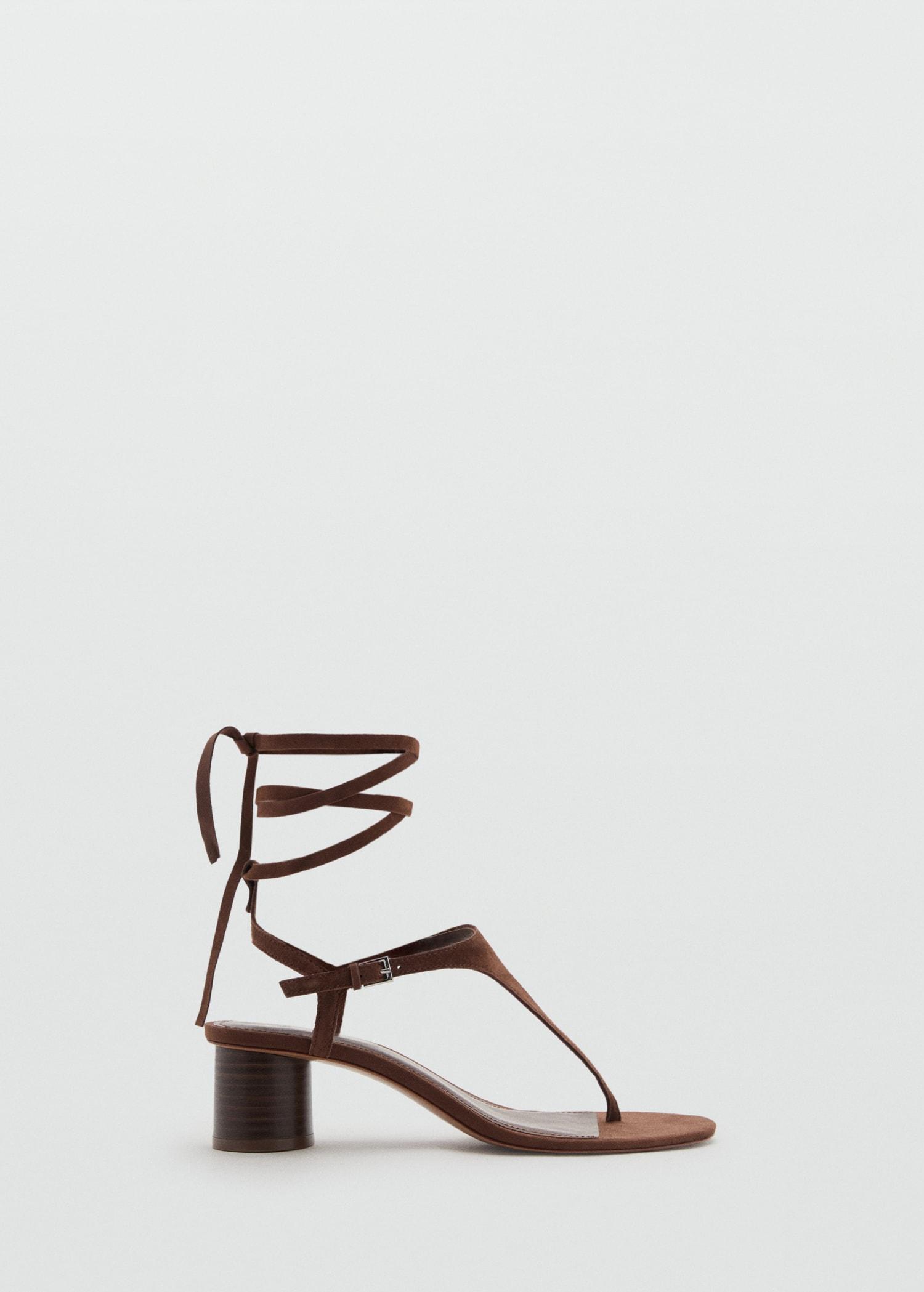 Suede leather heeled sandal - Women | MANGO USA Product Image
