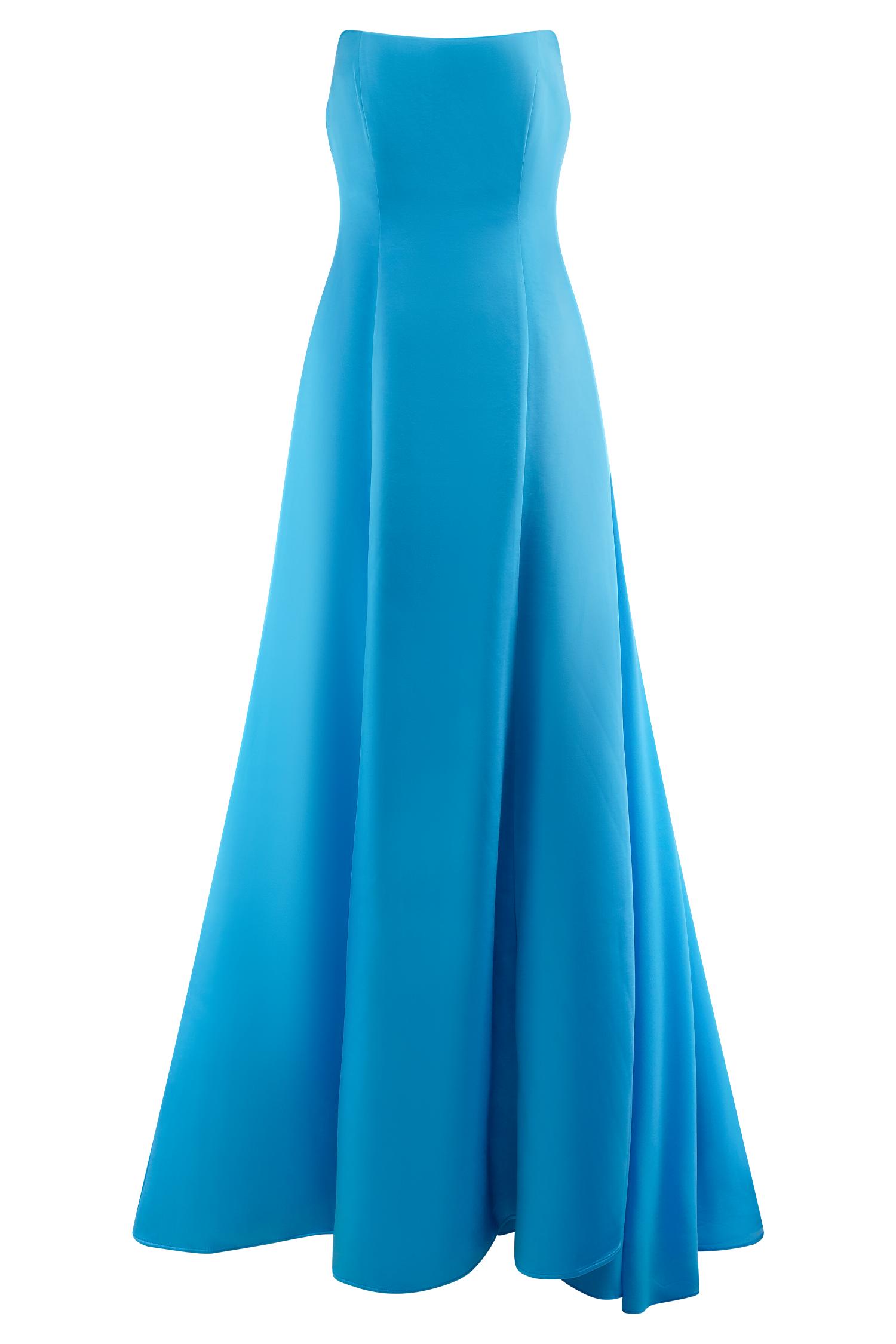 Rosella Satin Strapless Maxi Dress - Cyan Blue Product Image