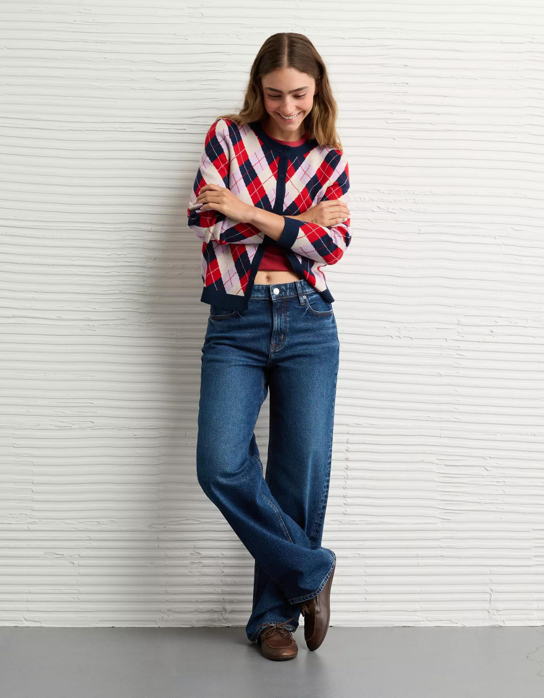 AE x The Summer I Turned Pretty Crew Neck Argyle Cardigan Product Image