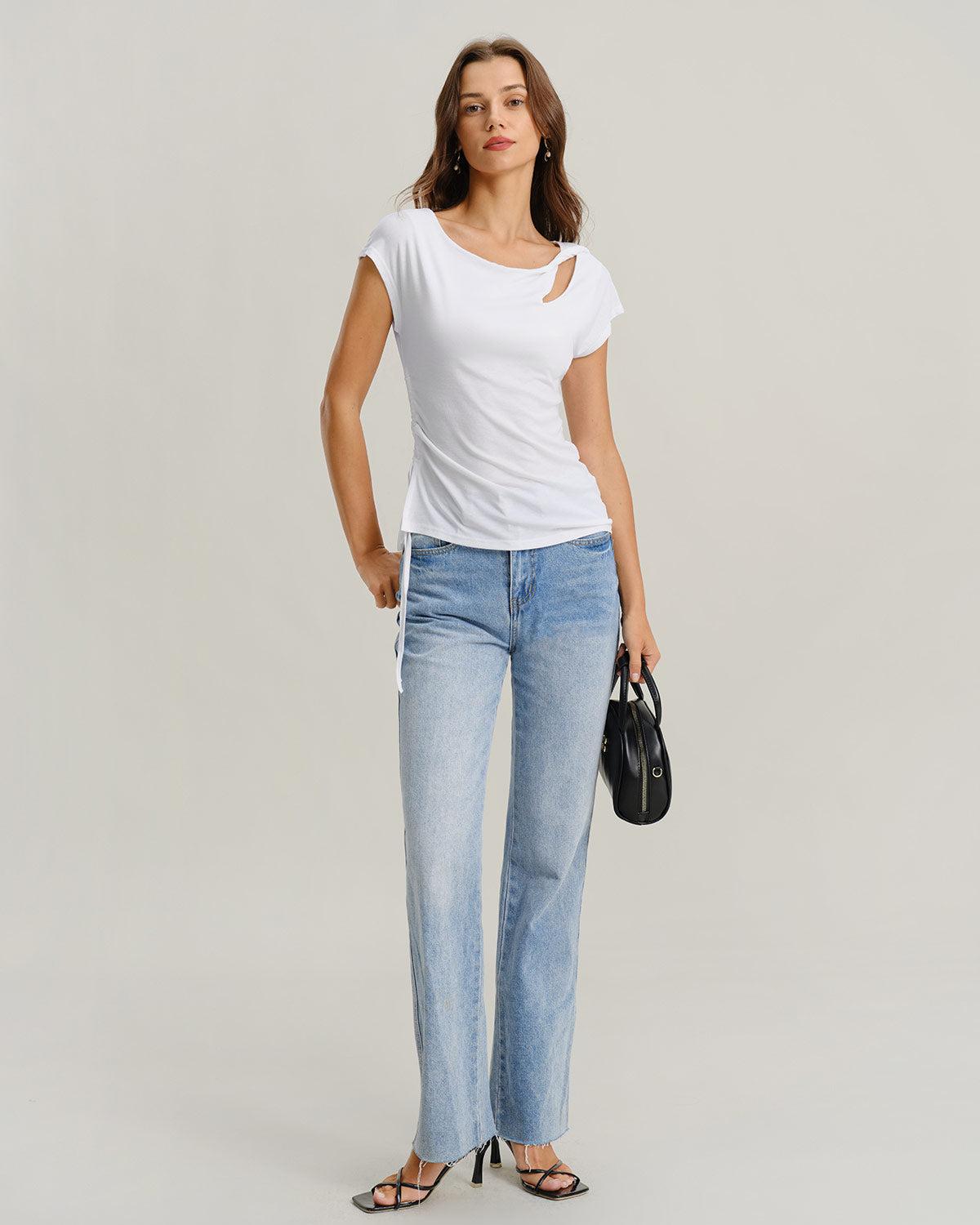 White Cut Out T-shirt Product Image