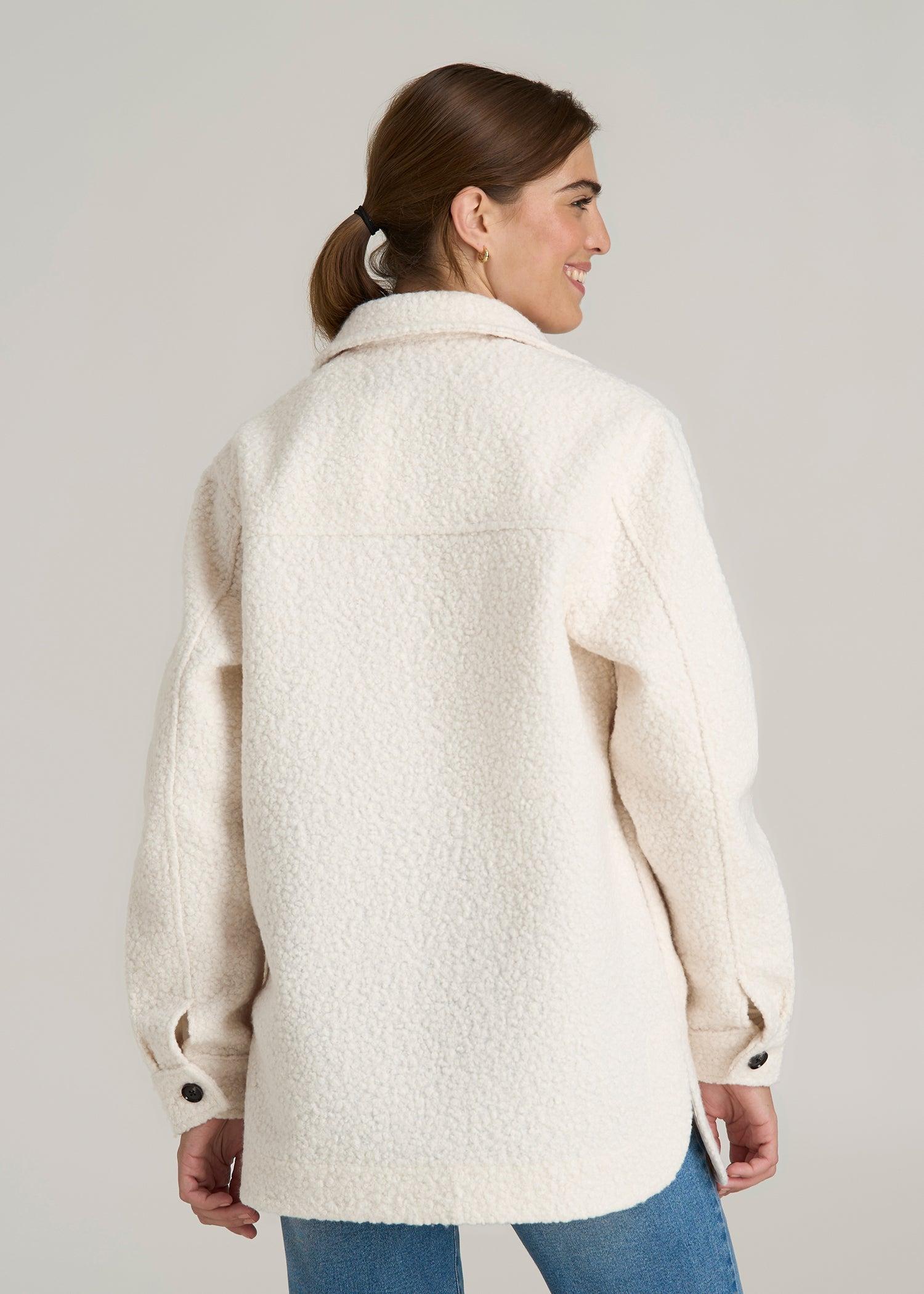 Relaxed Boucle Shacket for Tall Women in Winter White Female Product Image