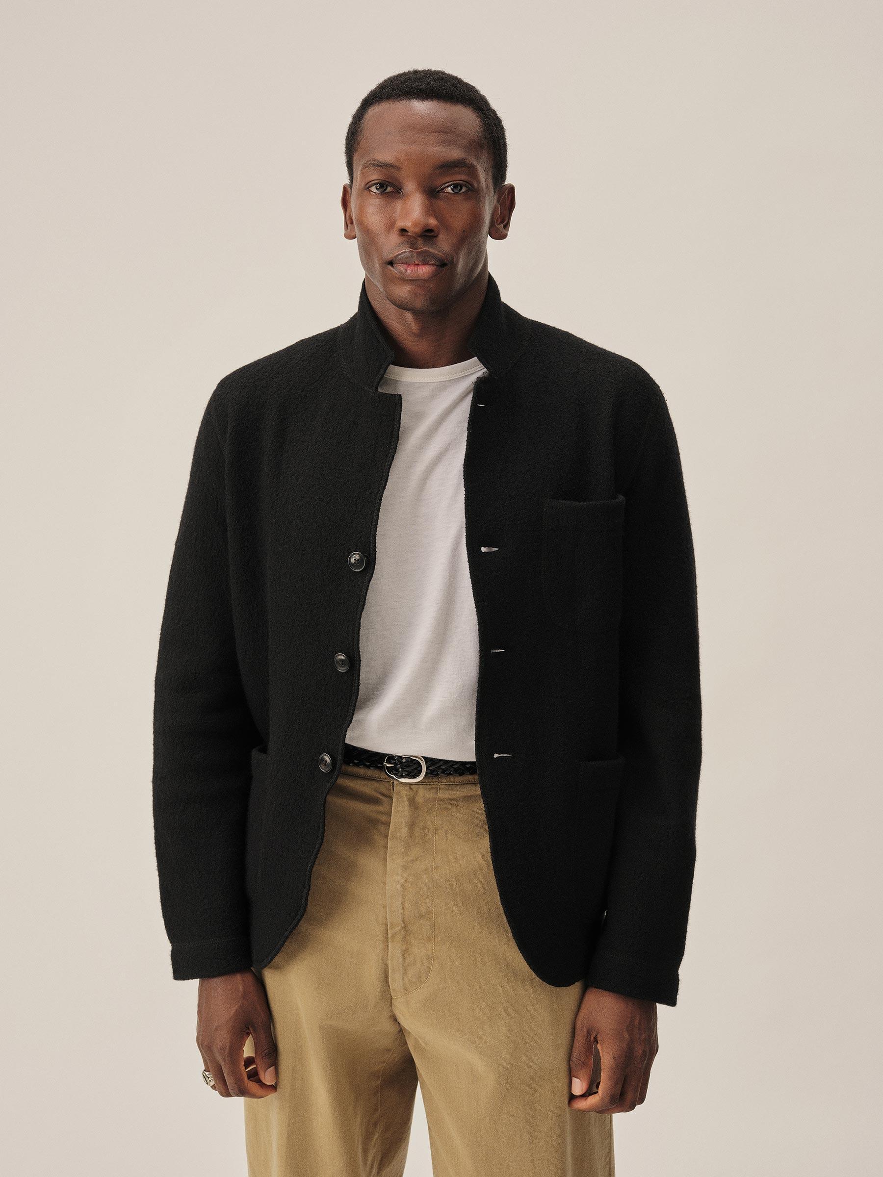 Black Felted Chore Coat Product Image