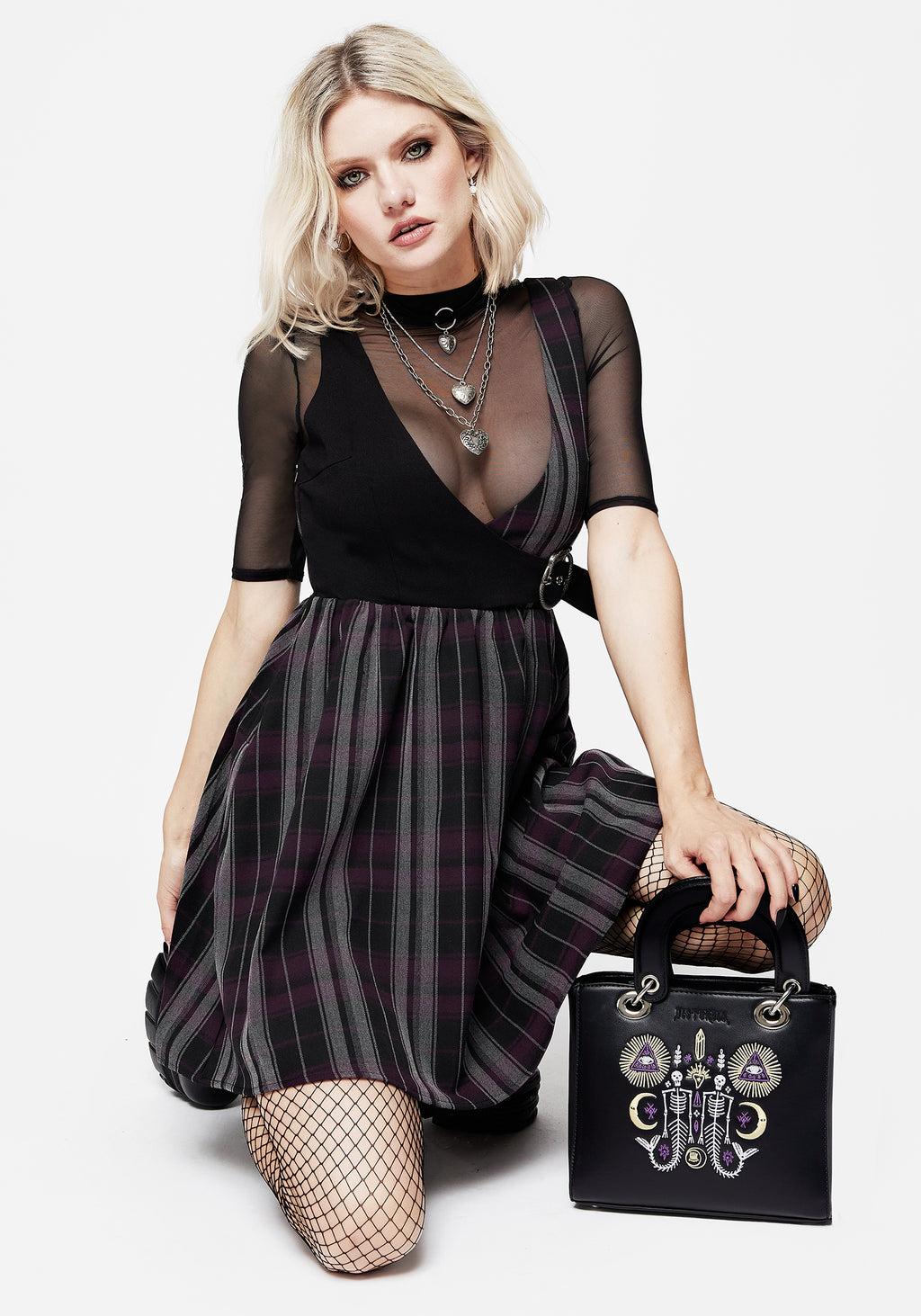 Gambit Check Wrap Suspender Mini Dress Product Image