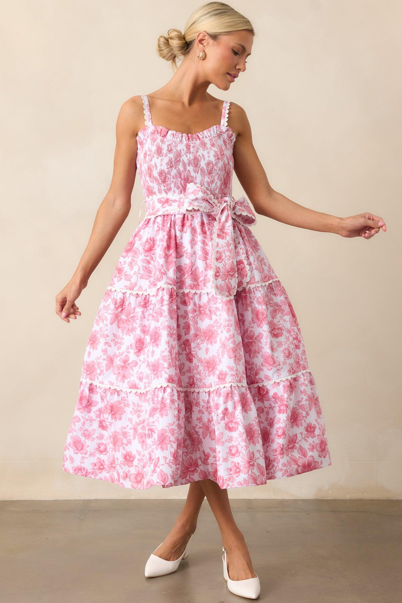 Darcy La France Dianthus Pink Floral Cotton Maxi Dress Product Image